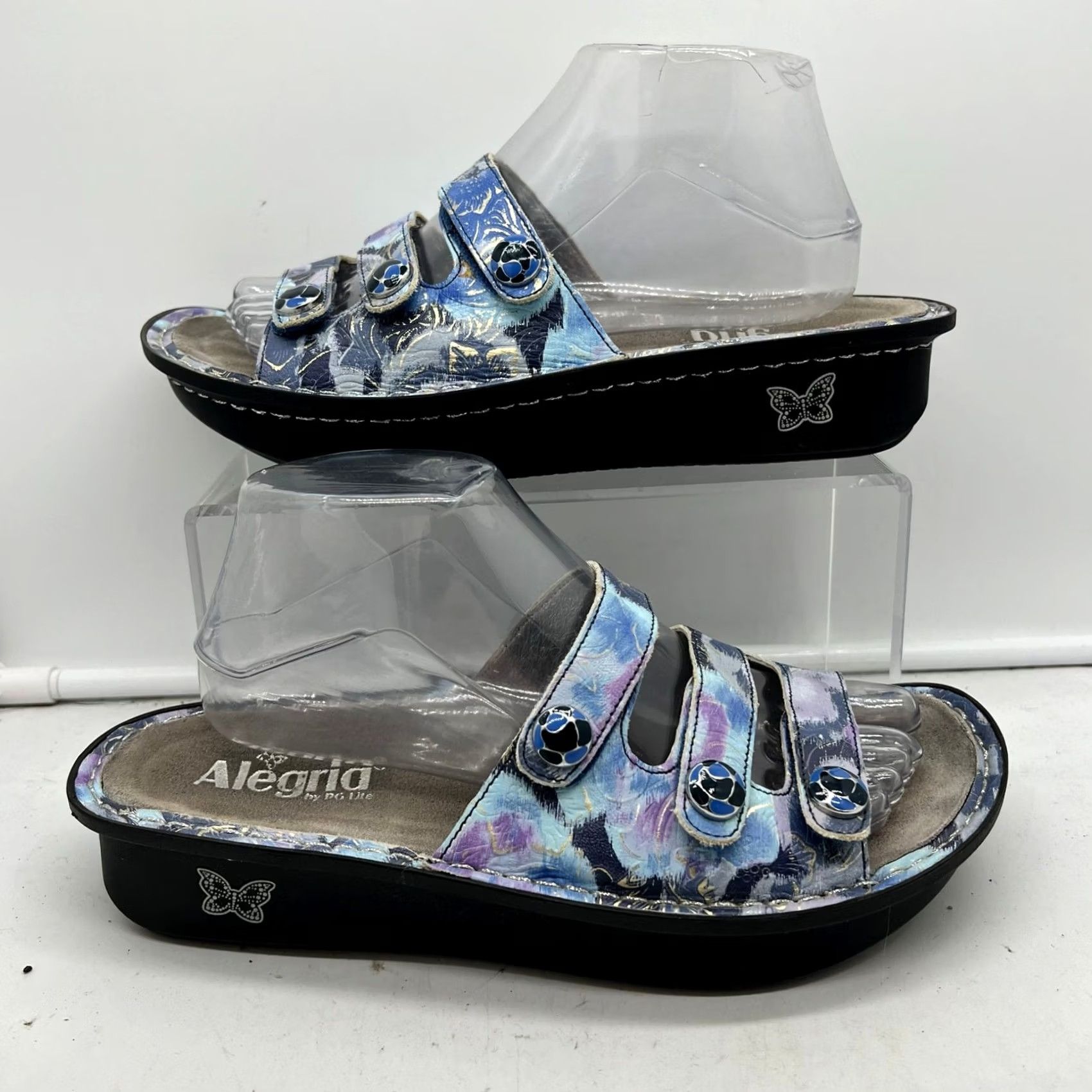 Vintage Alegria Slide Womens Blue Sandals Fiona Strap Slides Leather FIO Size US 10 / IT 40 - 2 Thumbnail