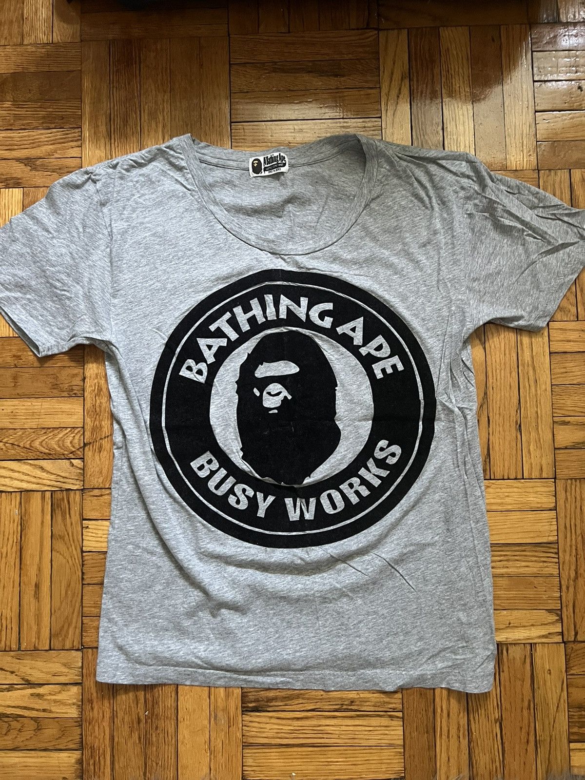 Bape Bape Busy Works T Shirt Grey Grailed