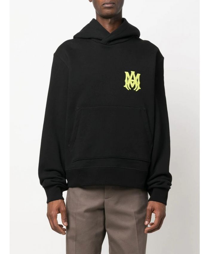Amiri o1gr1nt1124 MA Logo Hoodie in Black/Lime Size US M / EU 48-50 / 2 - 2 Thumbnail
