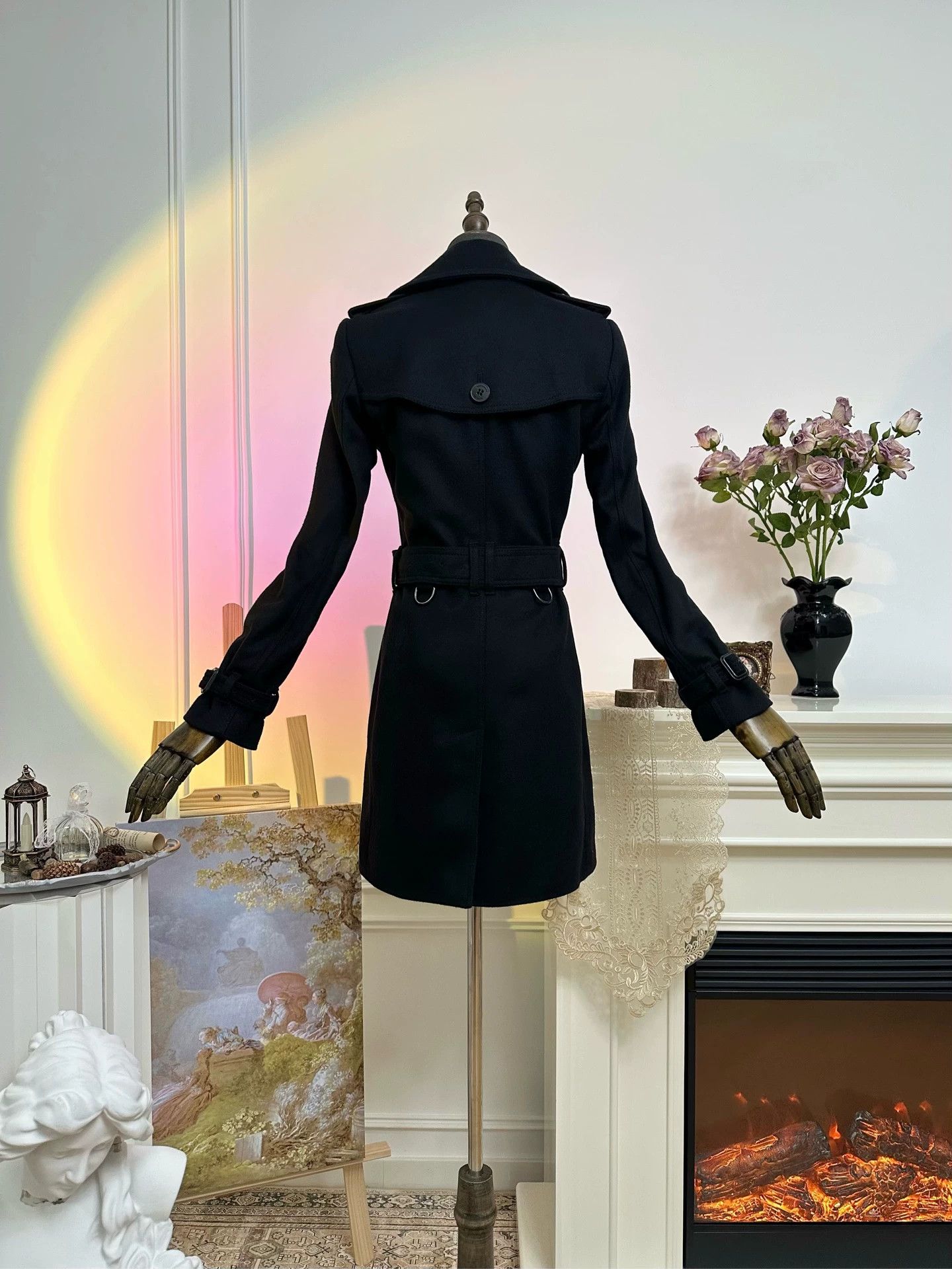 Burberry Burberry DB Cashmere Wool Blend Women's Black Coat Size XS / US 0-2 / IT 36-38 - 2 Thumbnail