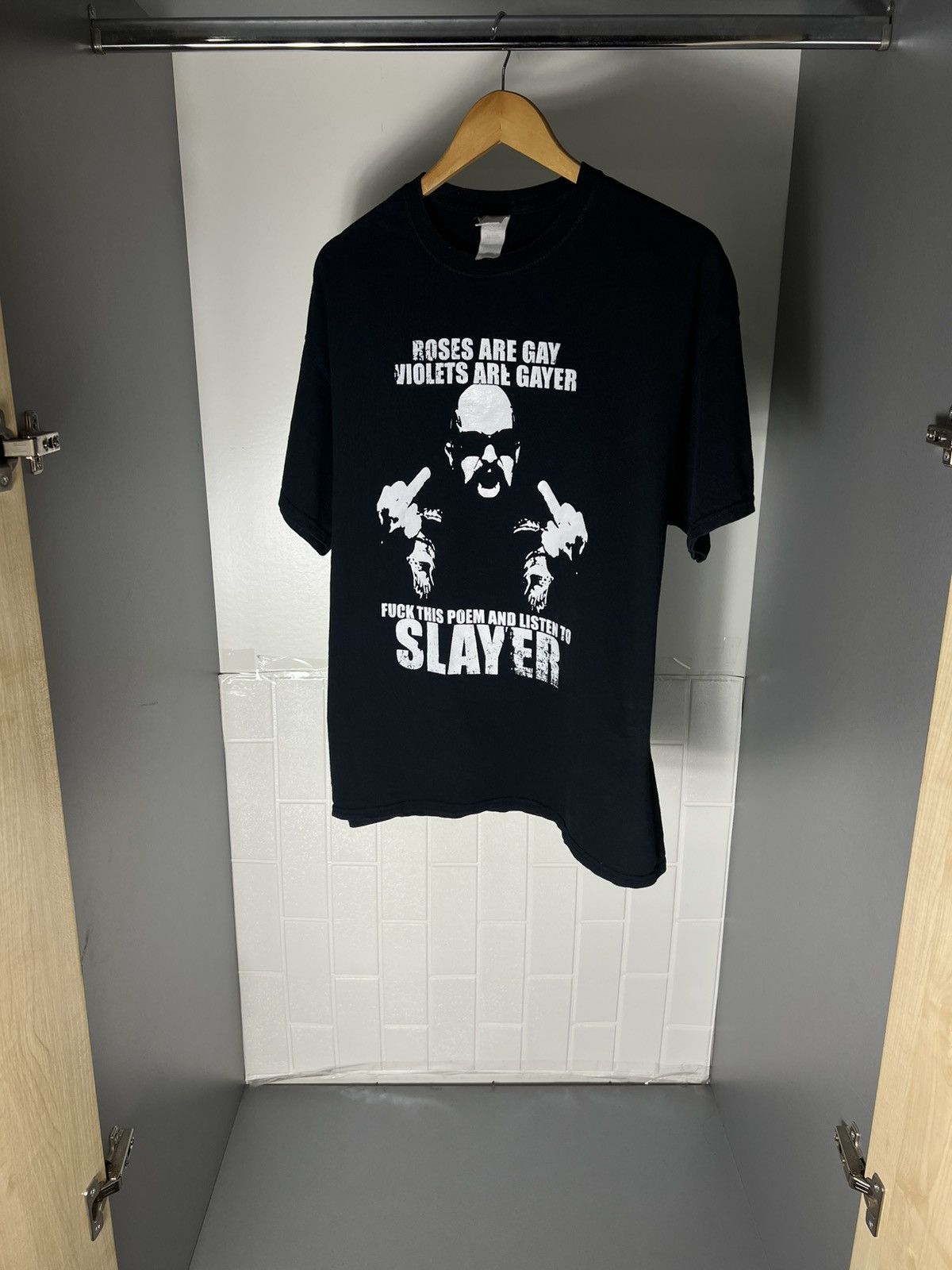 Band Tees VINTAGE SLAYER HUMOR ROCK T-SHIRT METAL PUNK RETRO Y2K 90s Size US L / EU 52-54 / 3 - 2 Thumbnail