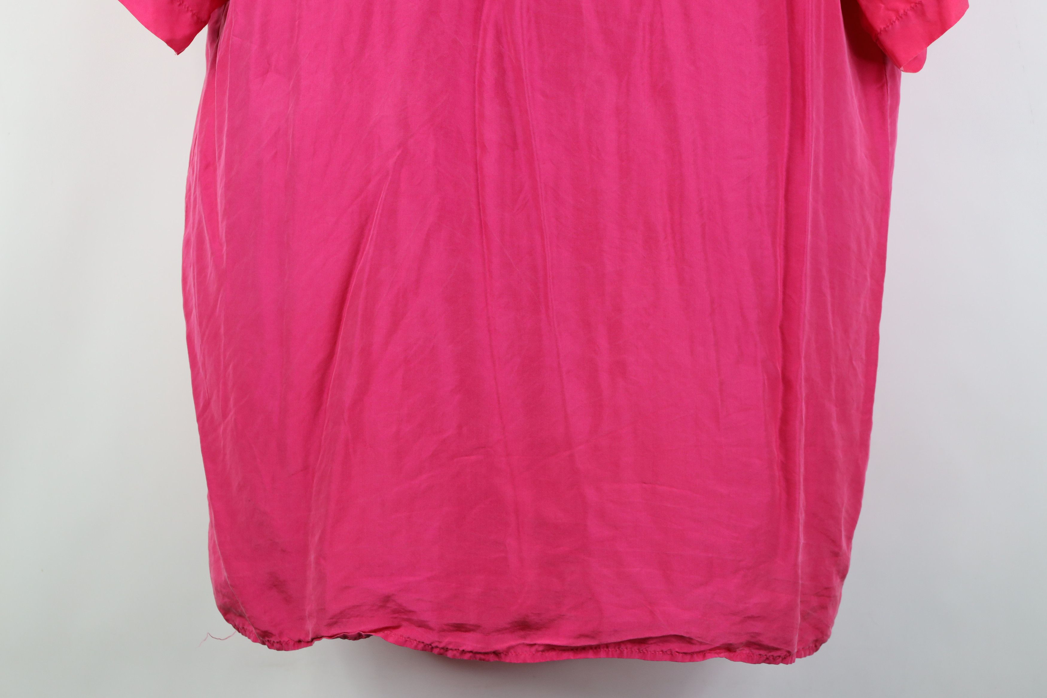 Vintage Vintage 90s Streetwear Silk Collared Button Shirt Pink Size L / US 10 / IT 46 - 12 Thumbnail