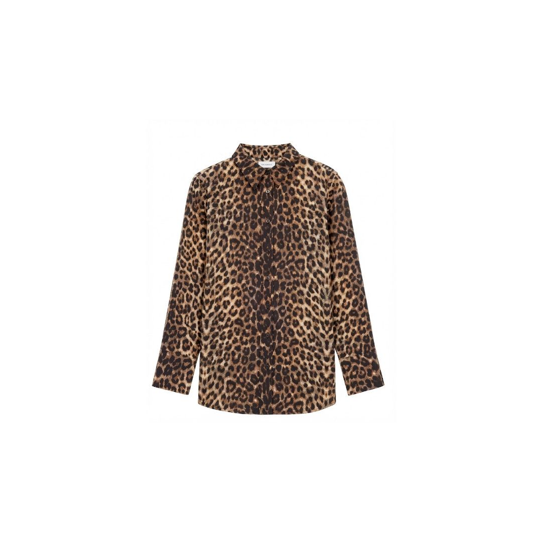 oc11z1225 788143 Oversized Shirt in Leopard Silk Taffeta