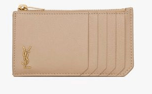 Saint Laurent Paris o1b1hav110924 Size: OS / Leather Zipped Card Case Dark Beige Size ONE SIZE - 2 Thumbnail