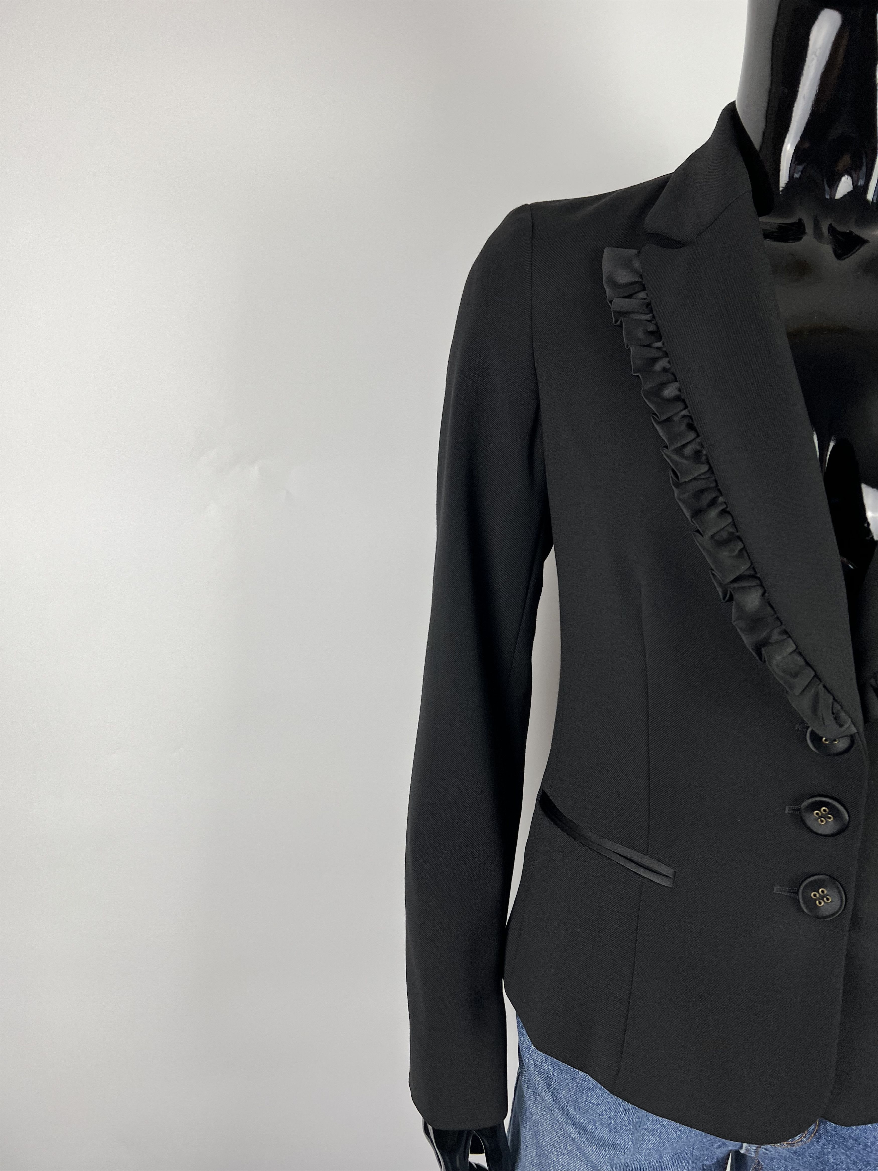 Moschino Moschino Jeans Women's Black Wool Blazer Size US2 IT38 GB6 Size XS / US 0-2 / IT 36-38 - 6 Thumbnail