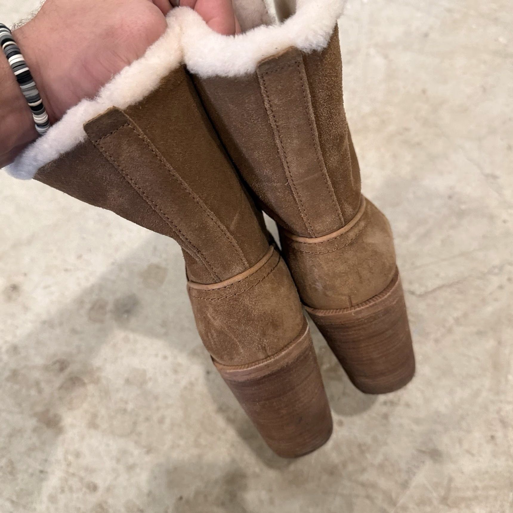 Ugg UGG Jerene Sherling Suede Heeled Boots Size 9 Brown Women's Boots Tan 9 Jerene Bootie UGG Jerene Pre-owned Good Size US 8 / IT 38 - 5 Thumbnail