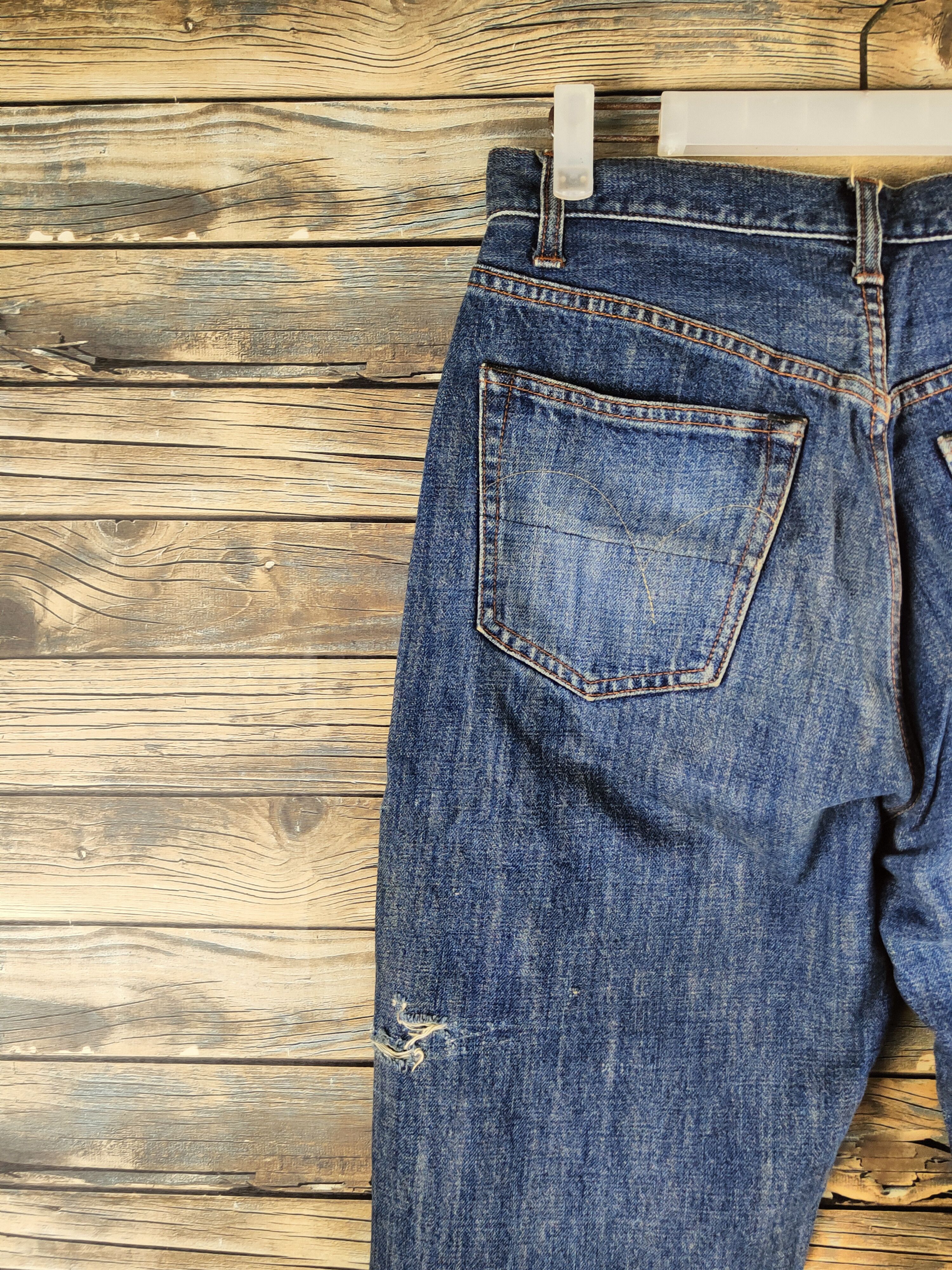 Japanese Brand DL Gold Rush Dark Blue Distressed Ripped Jeans #46-898 Size US 30 / EU 46 - 8 Thumbnail
