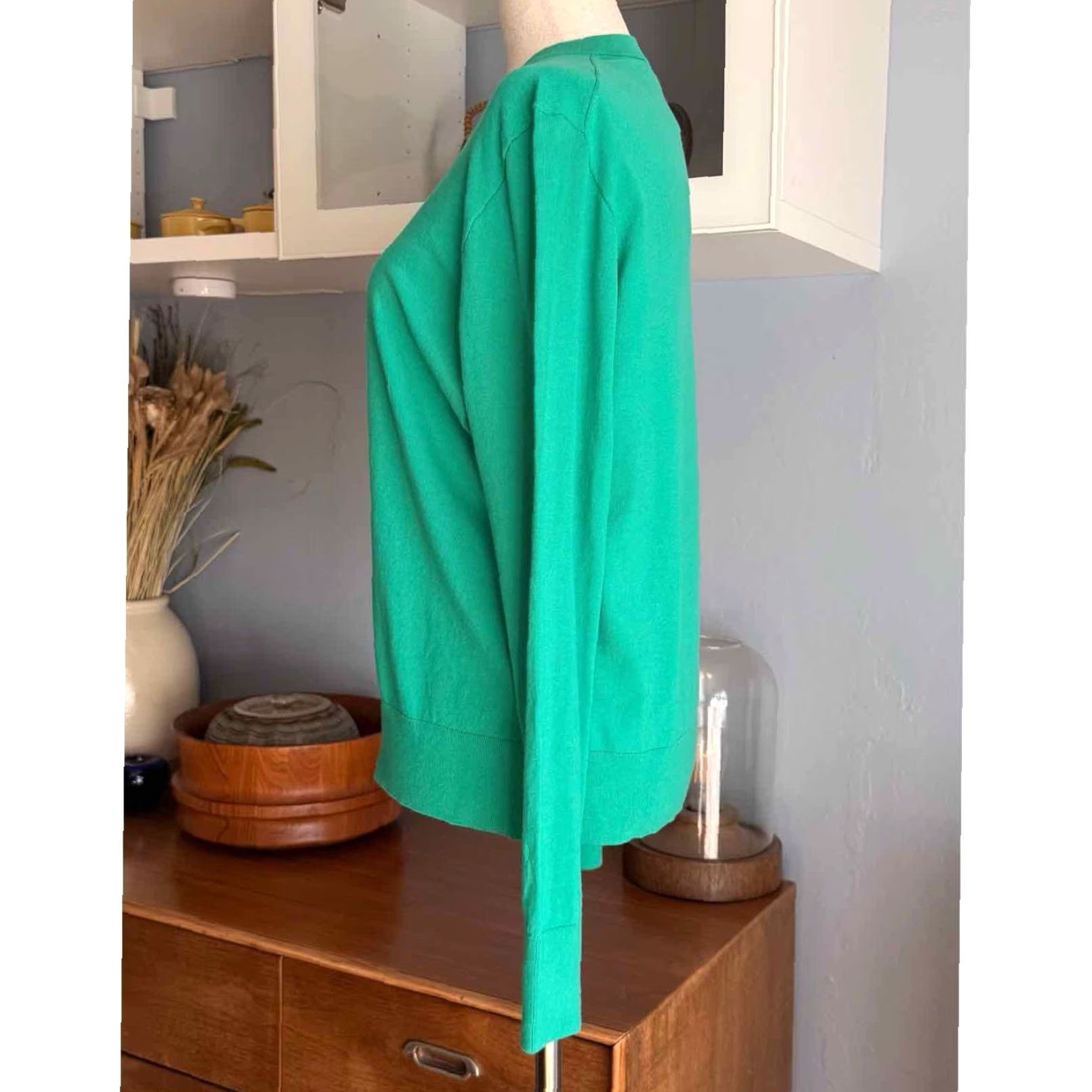 J.Crew J. Crew Cotton-blend Jackie Cardigan Sweater XL Bright Kelly Green E8447 Size XL / US 12-14 / IT 48-50 - 3 Thumbnail
