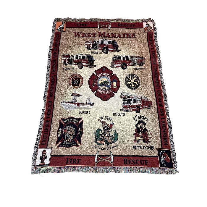 Vintage Vintage West Manatee Fire Rescue Tapestry Throw Blanket | Grailed