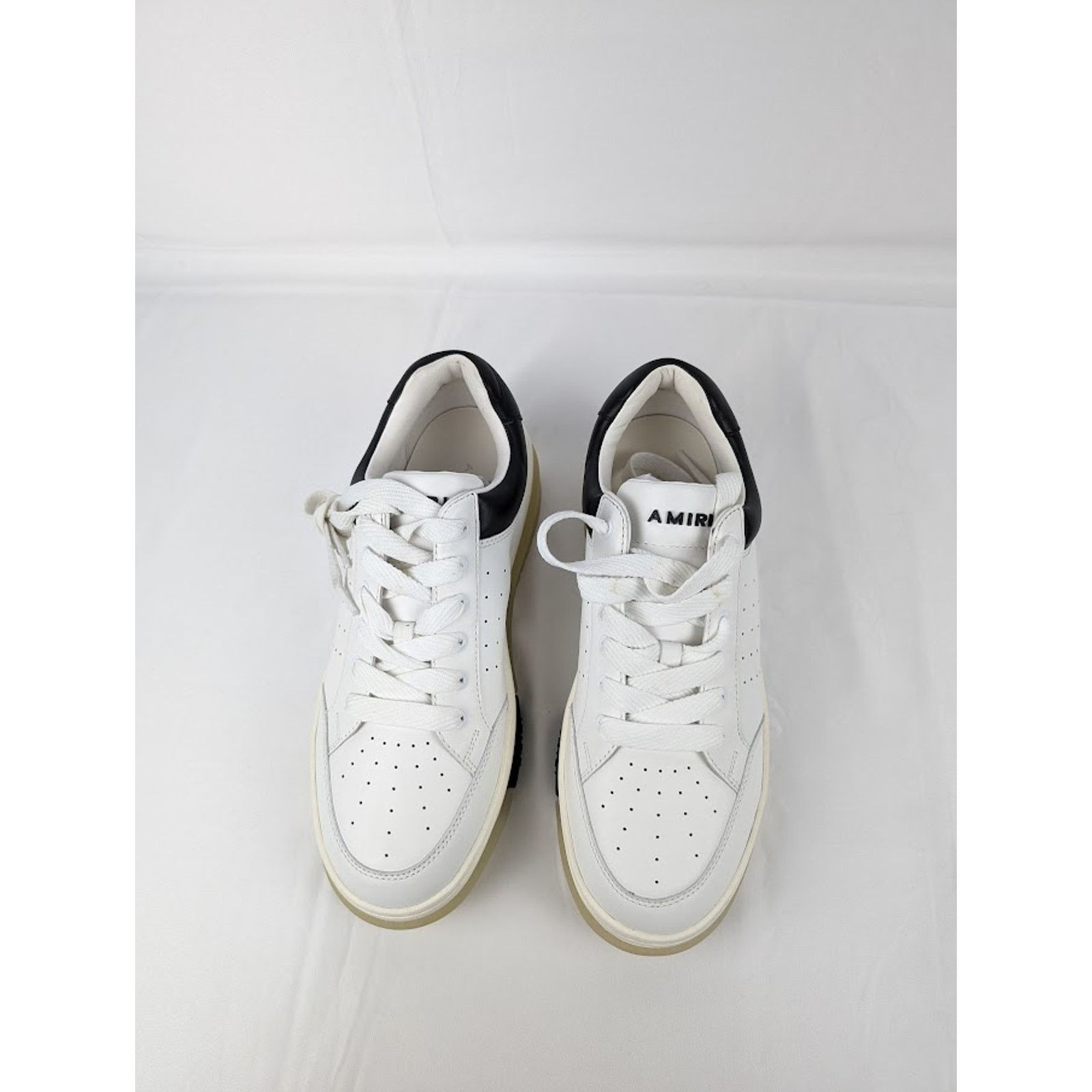 Amiri o1rshd1 Stadium Low Top Sneakers in White/Black Size US 12 / EU 45 - 14 Thumbnail