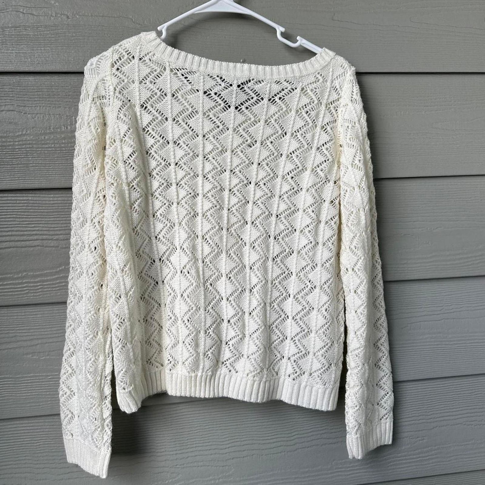 Other White wet seal crochet sweater Size L / US 10 / IT 46 - 3 Thumbnail