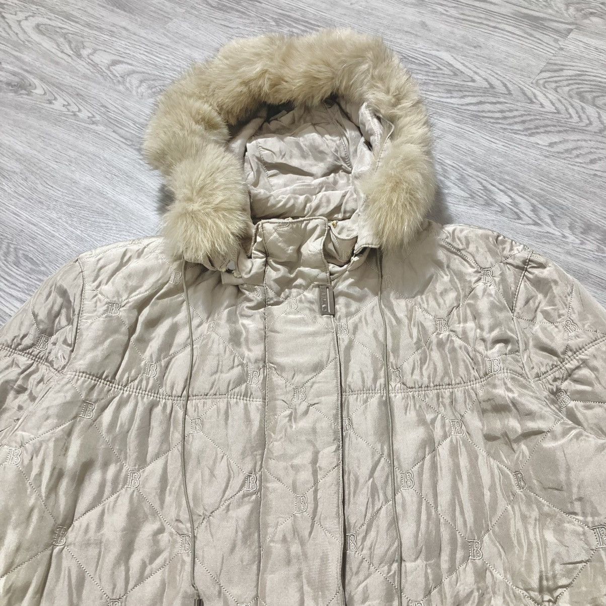 Balmain Balmain Paris Monogram Quilted Fur Long Jacket Beige Luxury Size US XL / EU 56 / 4 - 10 Thumbnail