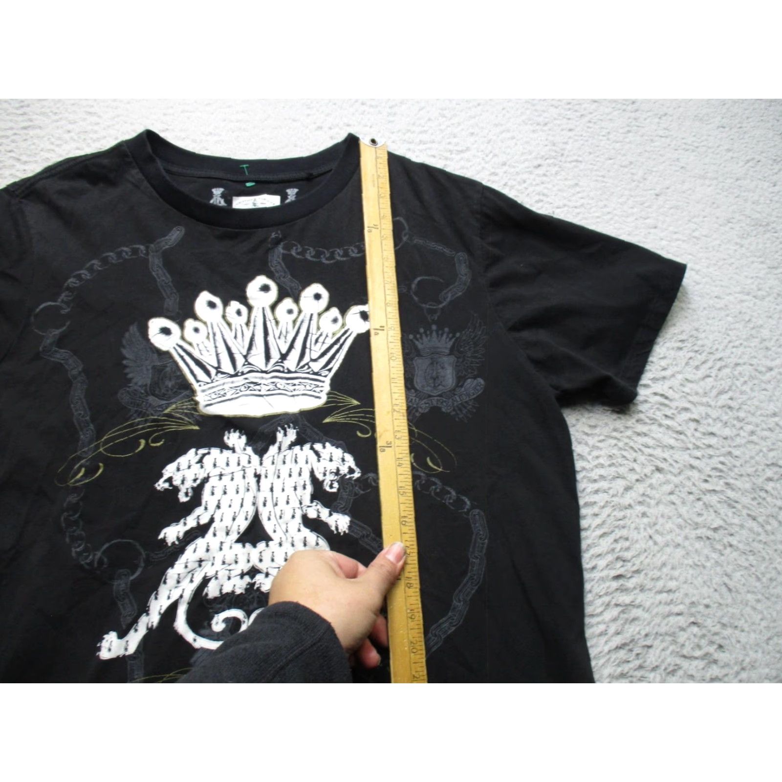 Vintage Christian Audigier Shirt Mens 3XL Black Crown Lion Crest Graphic Tee Two Sided Size US XXL / EU 58 / 5 - 4 Thumbnail