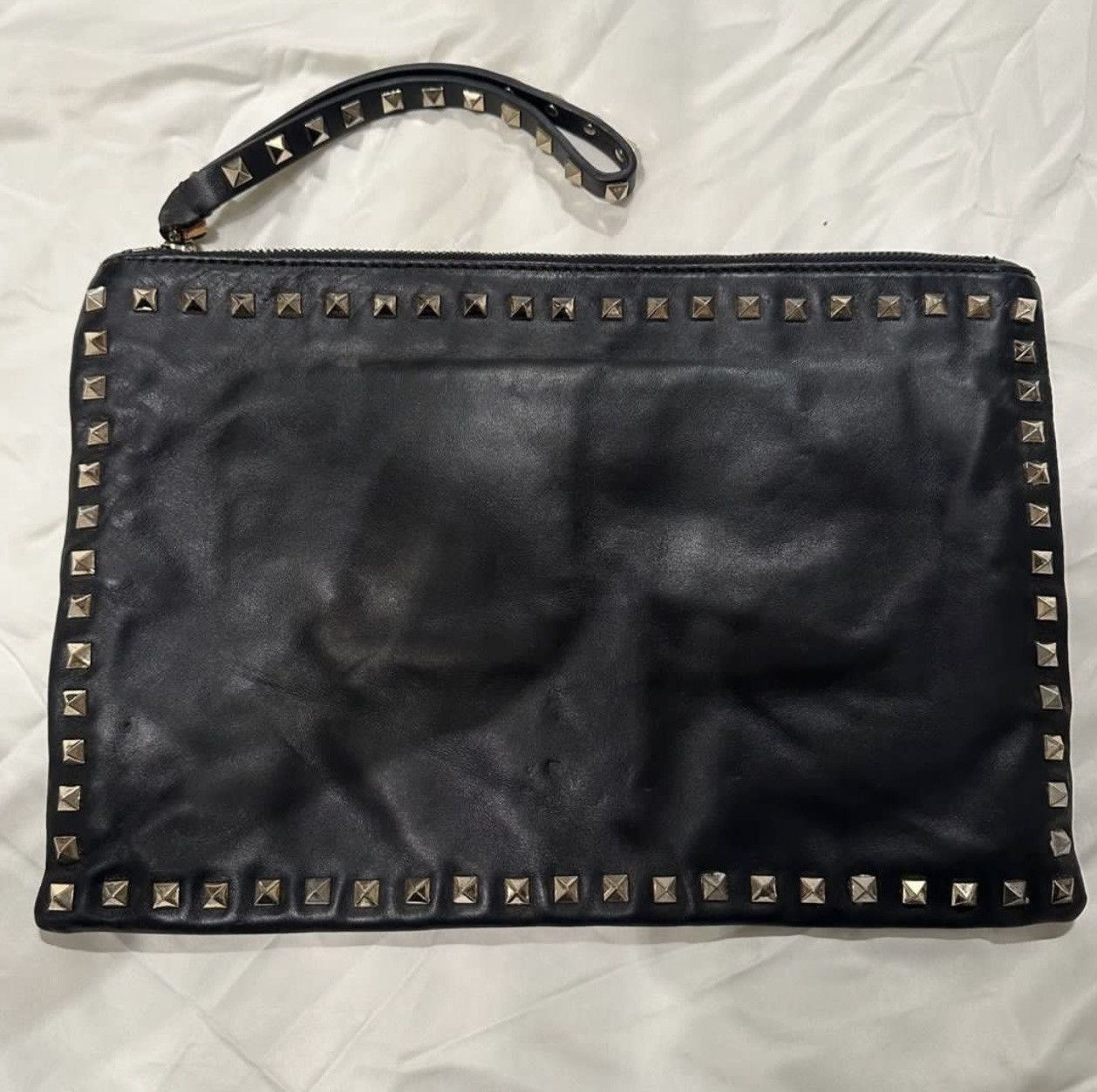 Valentino Valentino Garavani rockstud black leather clutch bag Size ONE SIZE - 3 Thumbnail
