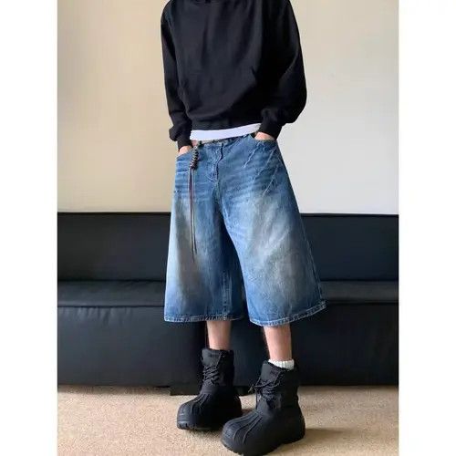 VIBE Blue casual retro washed straight denim shorts Size US 32 / EU 48 - 1 Thumbnail