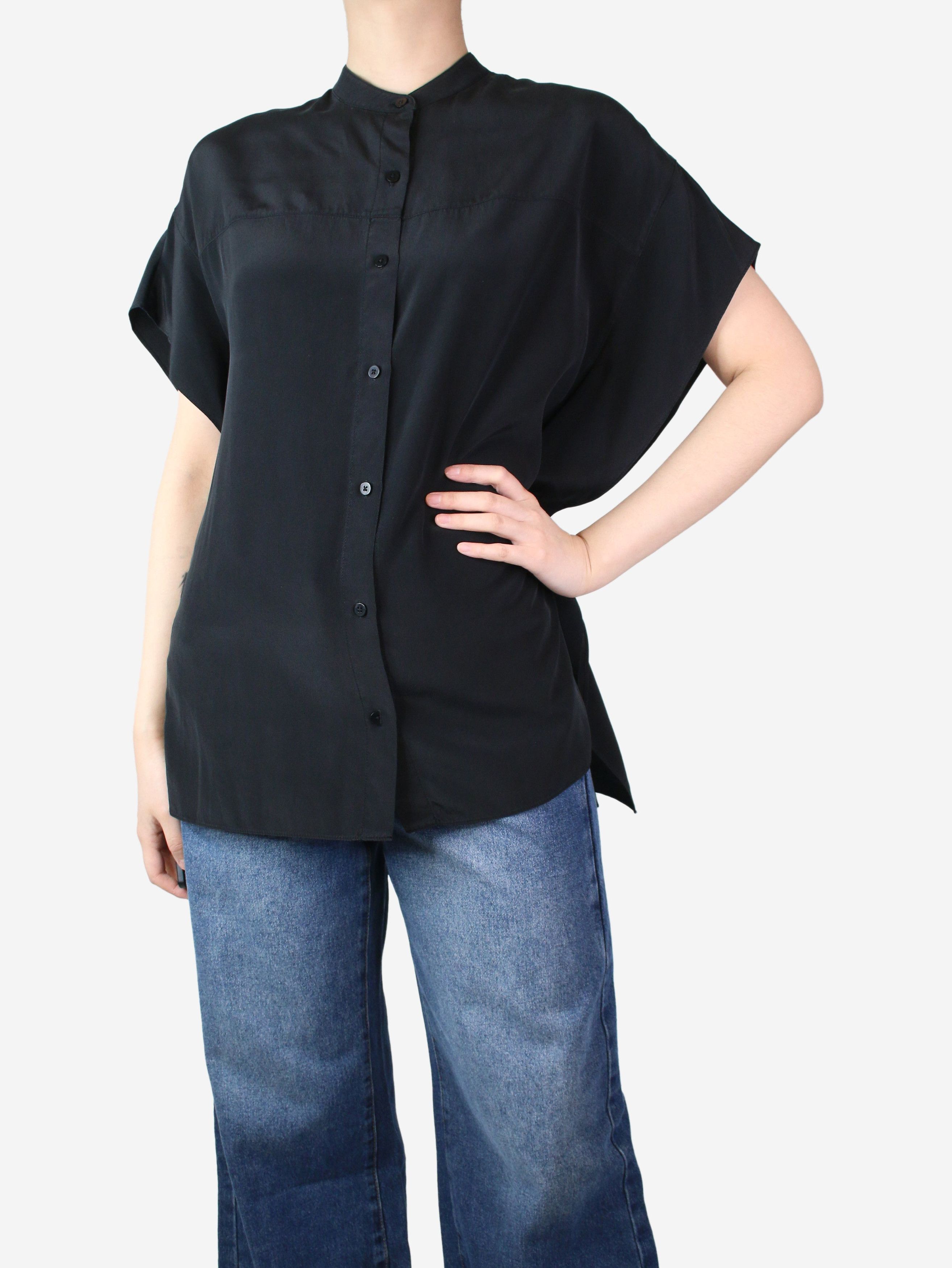 image of Diane Von Furstenberg Black Oversized Silk Shirt - Size Xs, Women's