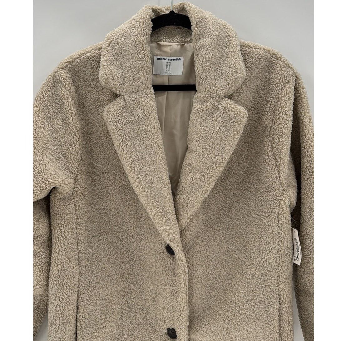 American Essentials Amazon Essentials beige teddy bear faux Sherpa 2 button coat Size XS / US 0-2 / IT 36-38 - 4 Thumbnail