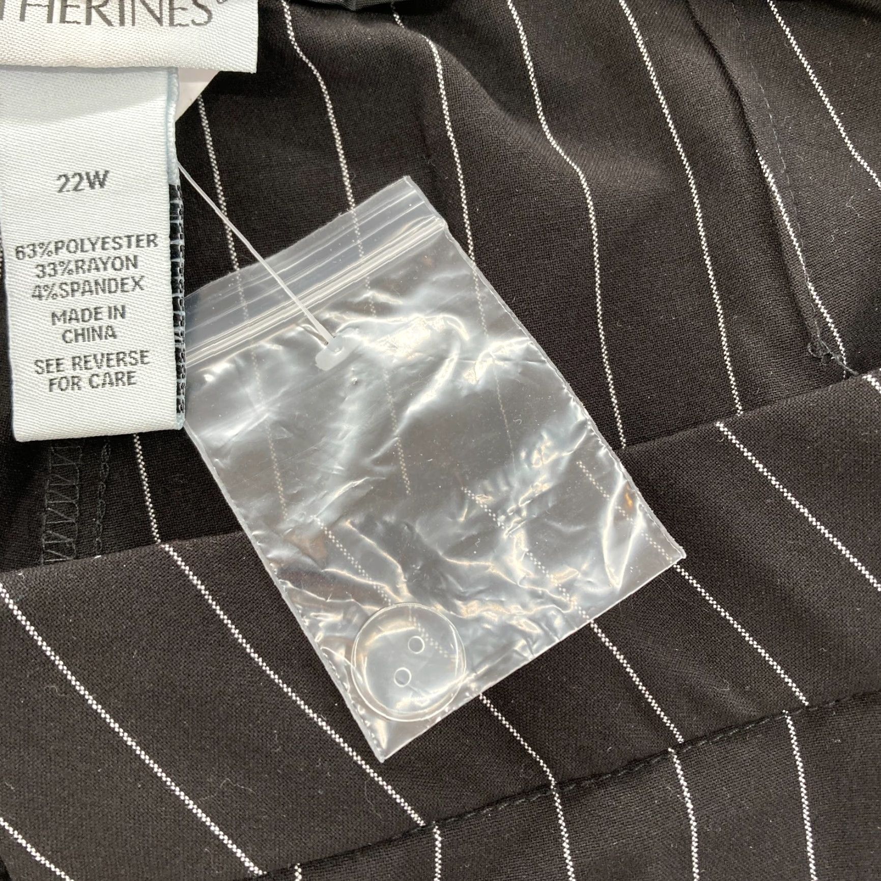 Vintage Catherines Right Fit Pants Women's Plus 22W Striped Black NWOT United States Centered Pattern: Striped Dress Pants Mens Womens Size 40" / US 18 - 5 Thumbnail