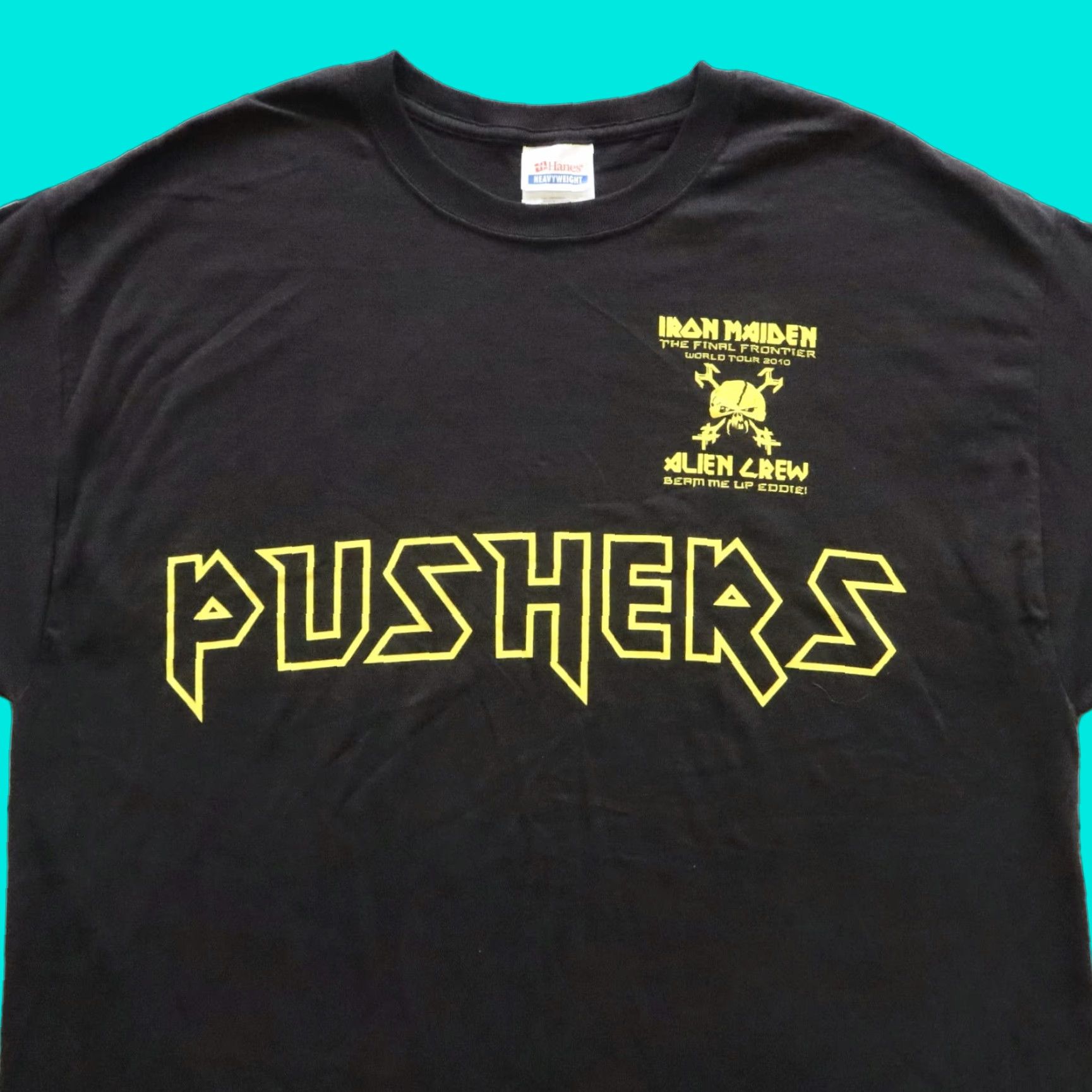 Vintage VINTAGE Iron Maiden Tshirt Pushers Alien Crew Band XL Black Mens XL Shirt Band 80s 90s Concert Merch Size US XL / EU 56 / 4 - 1 Thumbnail
