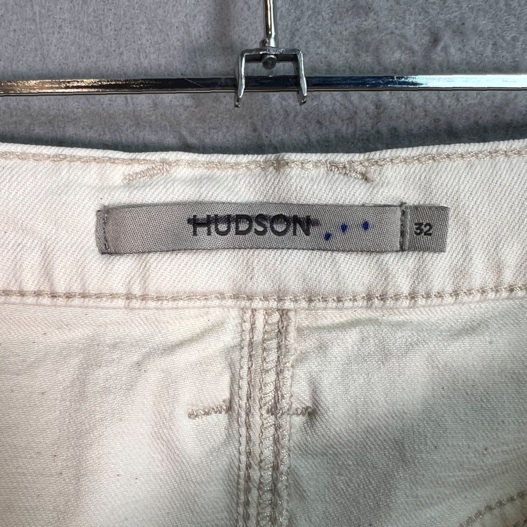 Hudson Hudson Womens Skirt Denim White Mini Short 32 Checked Cotton Lyocell Blend Button Vintage No N/A Size 24" / US 00 / IT 34 - 3 Thumbnail
