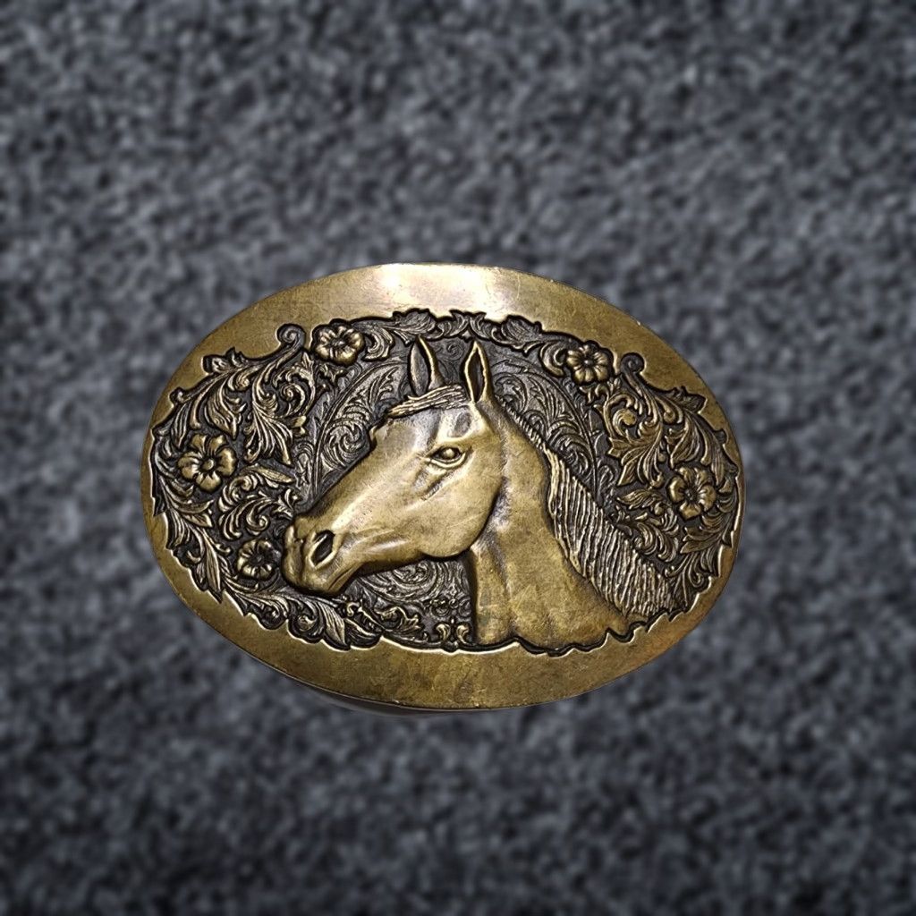 Vintage VINTAGE First Edition Belt Buckle Brand Award Design Medals Metal Brass Cowboy Western Adult Unisex Bronze 1980s Belt Buckle Size ONE SIZE - 1 Thumbnail