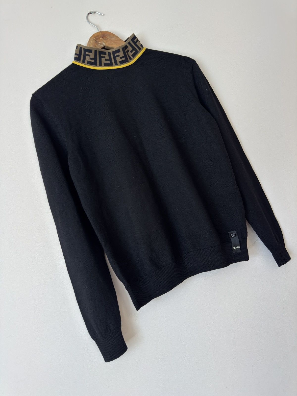 Fendi Fendi FF Monogram High Neck Wool Sweater Black Sweatshirt Size US S / EU 44-46 / 1 - 4 Thumbnail