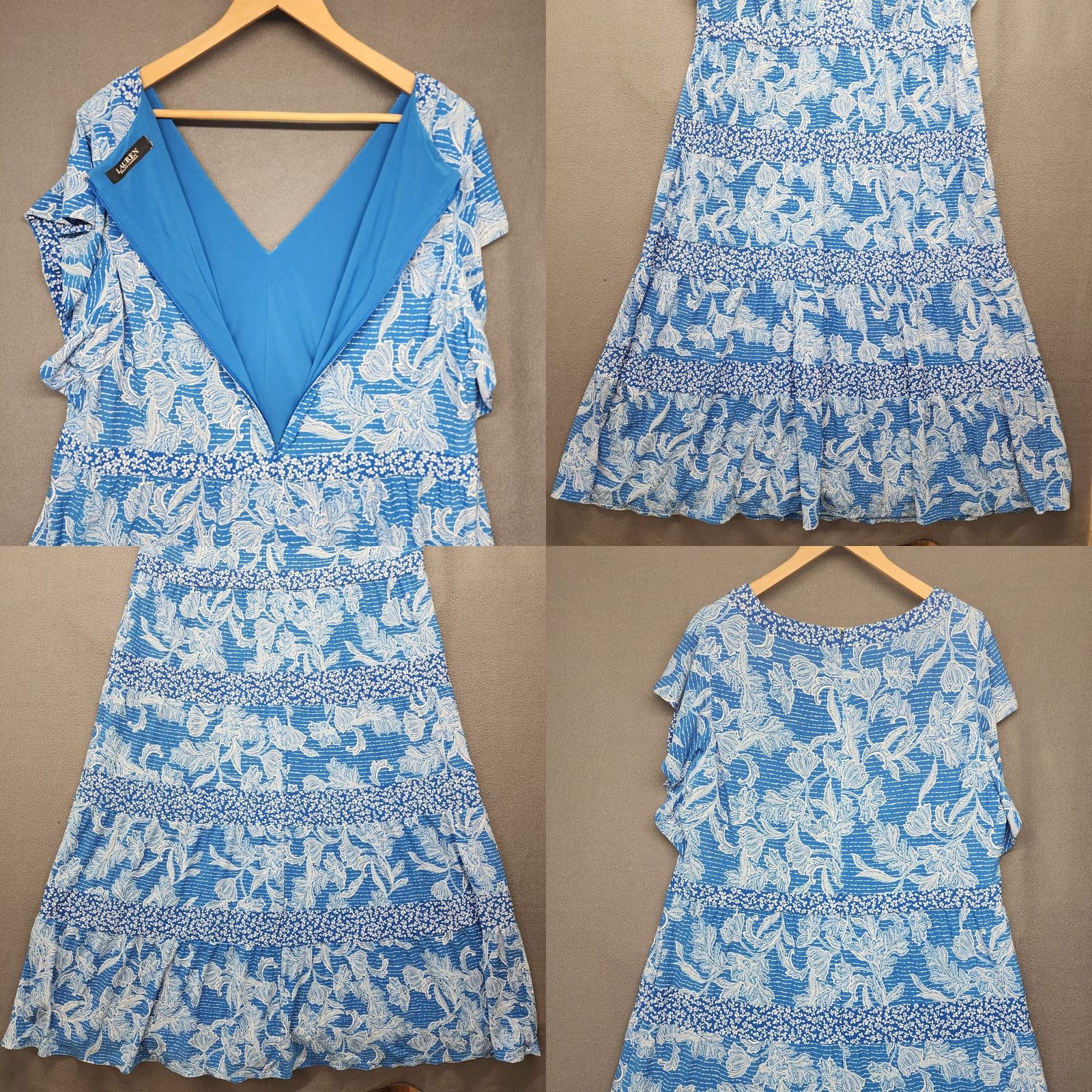 Ralph Lauren Ralph Lauren Dress Womens Large Blue Floral Maxi Flutter Sleeve Size L / US 10 / IT 46 - 9 Thumbnail