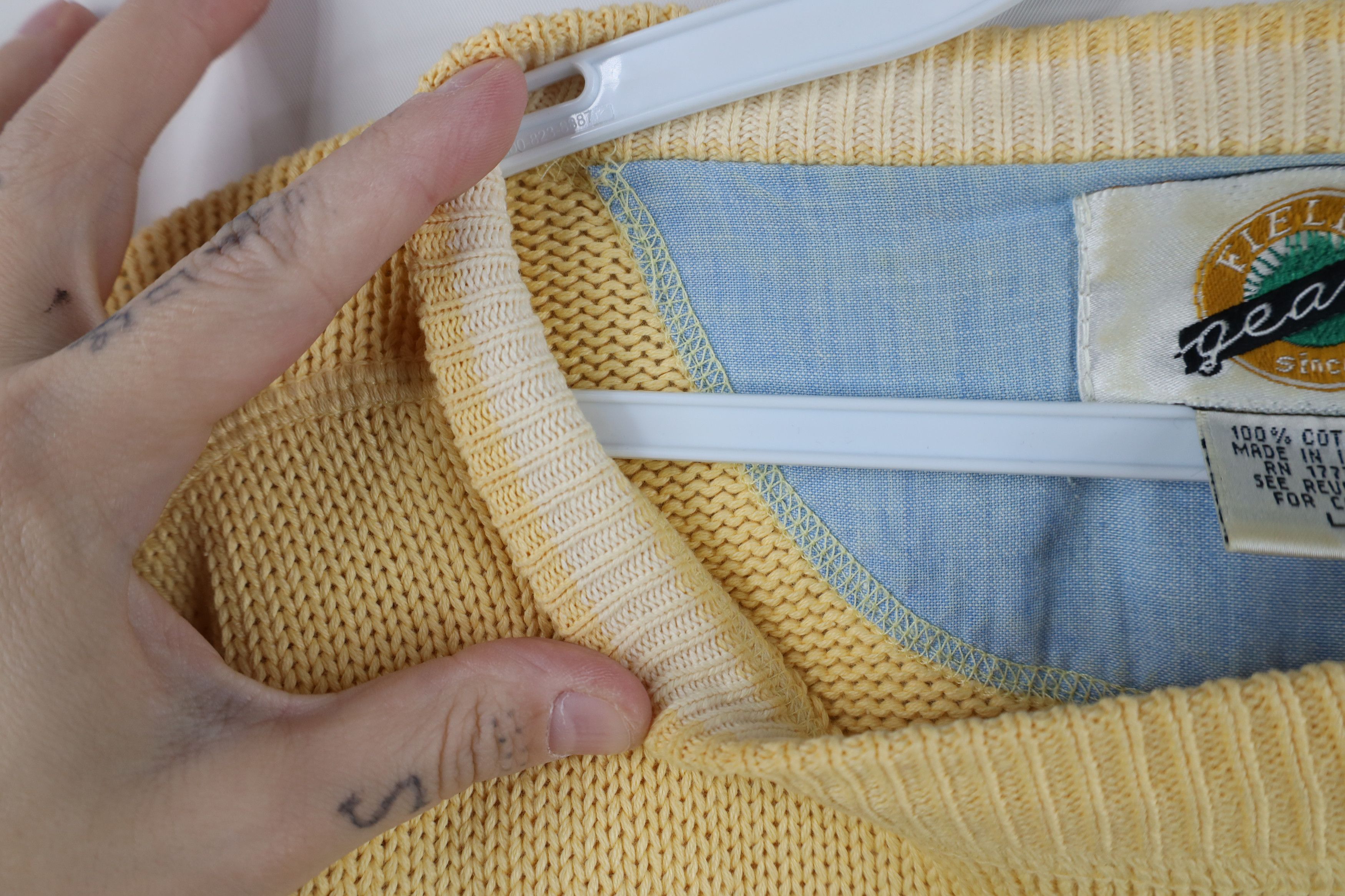 Vintage Vintage 90s Streetwear Cotton Knit Crewneck Sweater Yellow Size US L / EU 52-54 / 3 - 6 Thumbnail