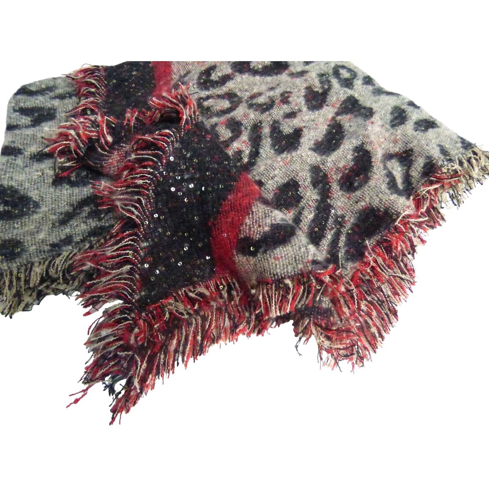 Other Inc International Concepts Leopard Sequin Wrap, Black/Red Size ONE SIZE - 5 Thumbnail