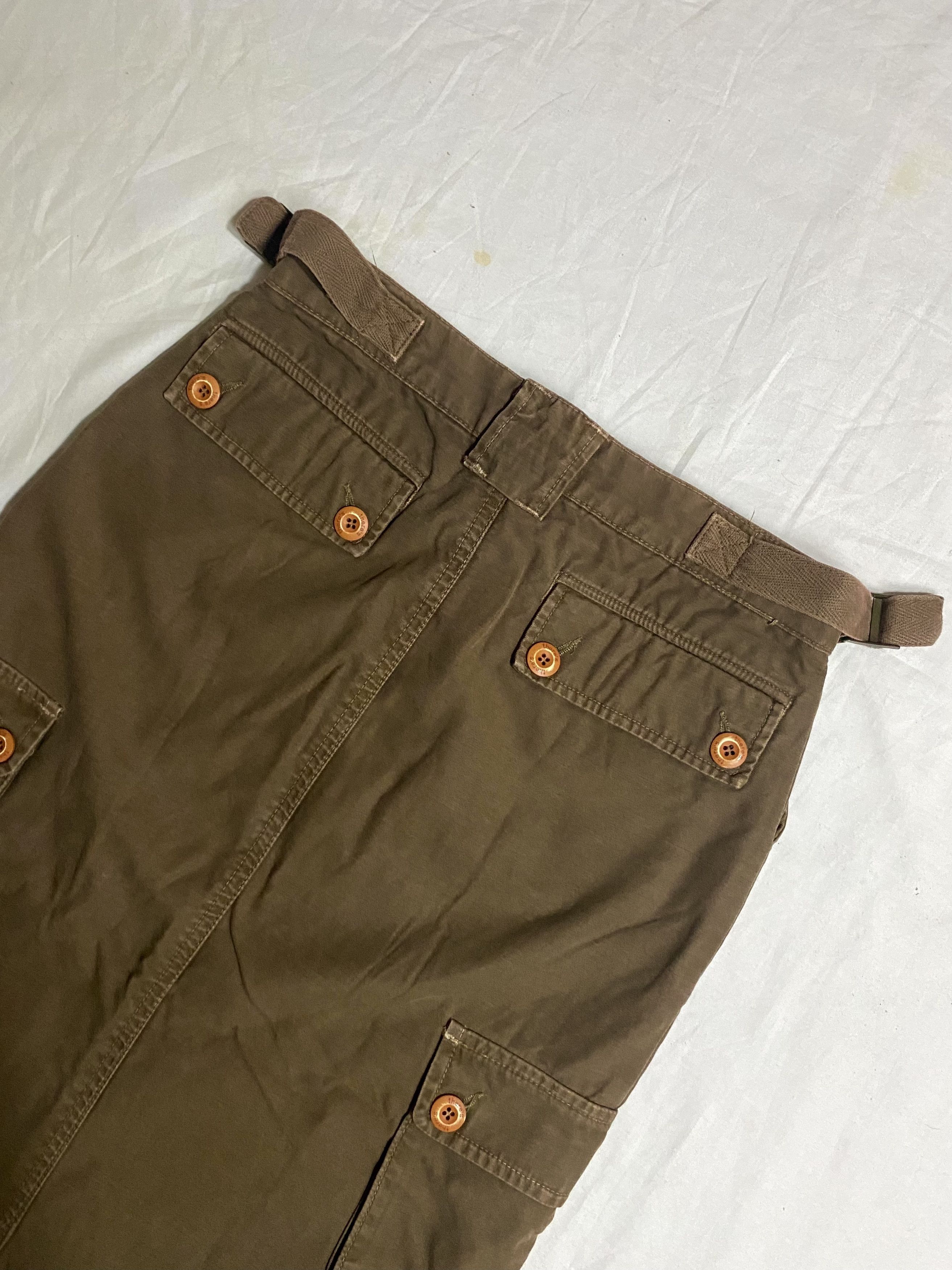 Japanese Brand There’s Brown Utility Cargo Skirt Multi-Pocket and Button Size 29" - 4 Thumbnail