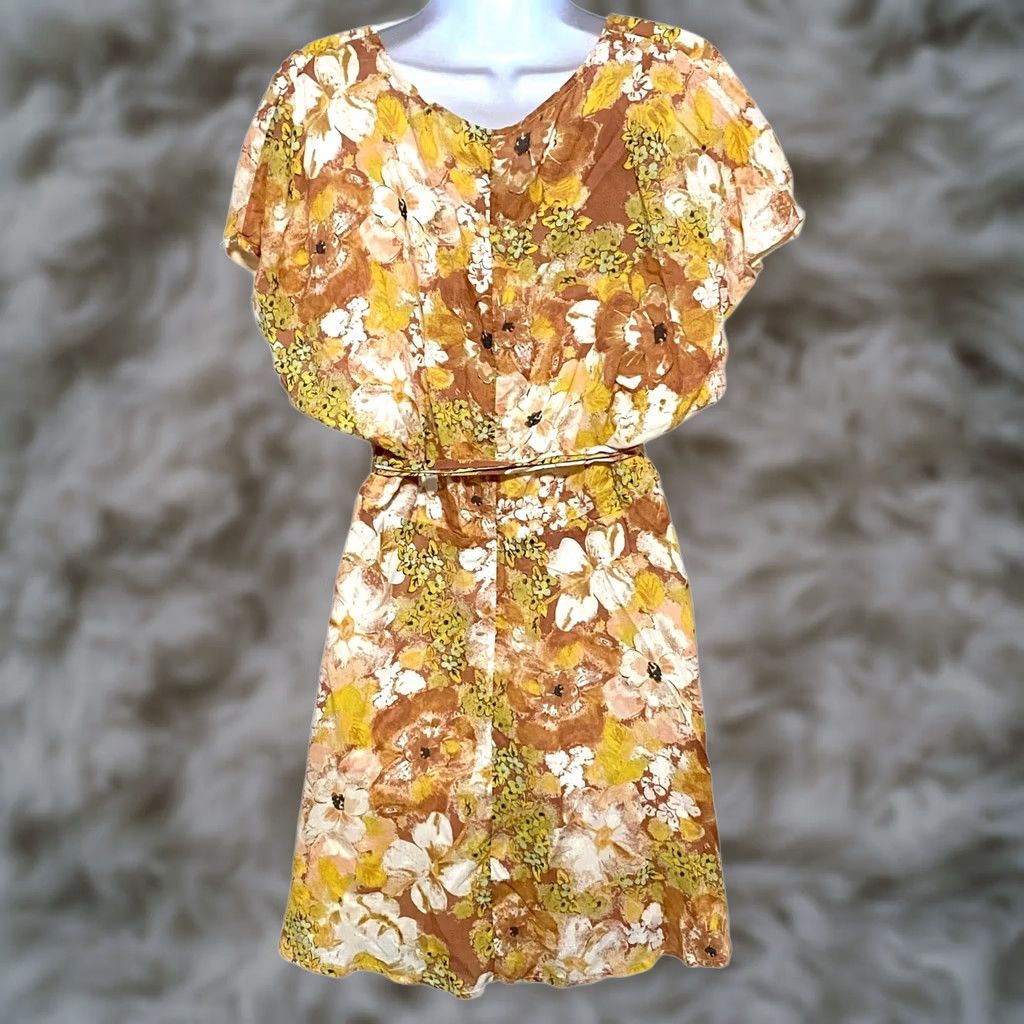 Free People Free People Freddy Tie Mini Dress M Floral Modal Boho Chic Hippie Forest Fairy Dress Women M Brown Floral Boho Hippie 90s? Size M / US 6-8 / IT 42-44 - 1 Thumbnail
