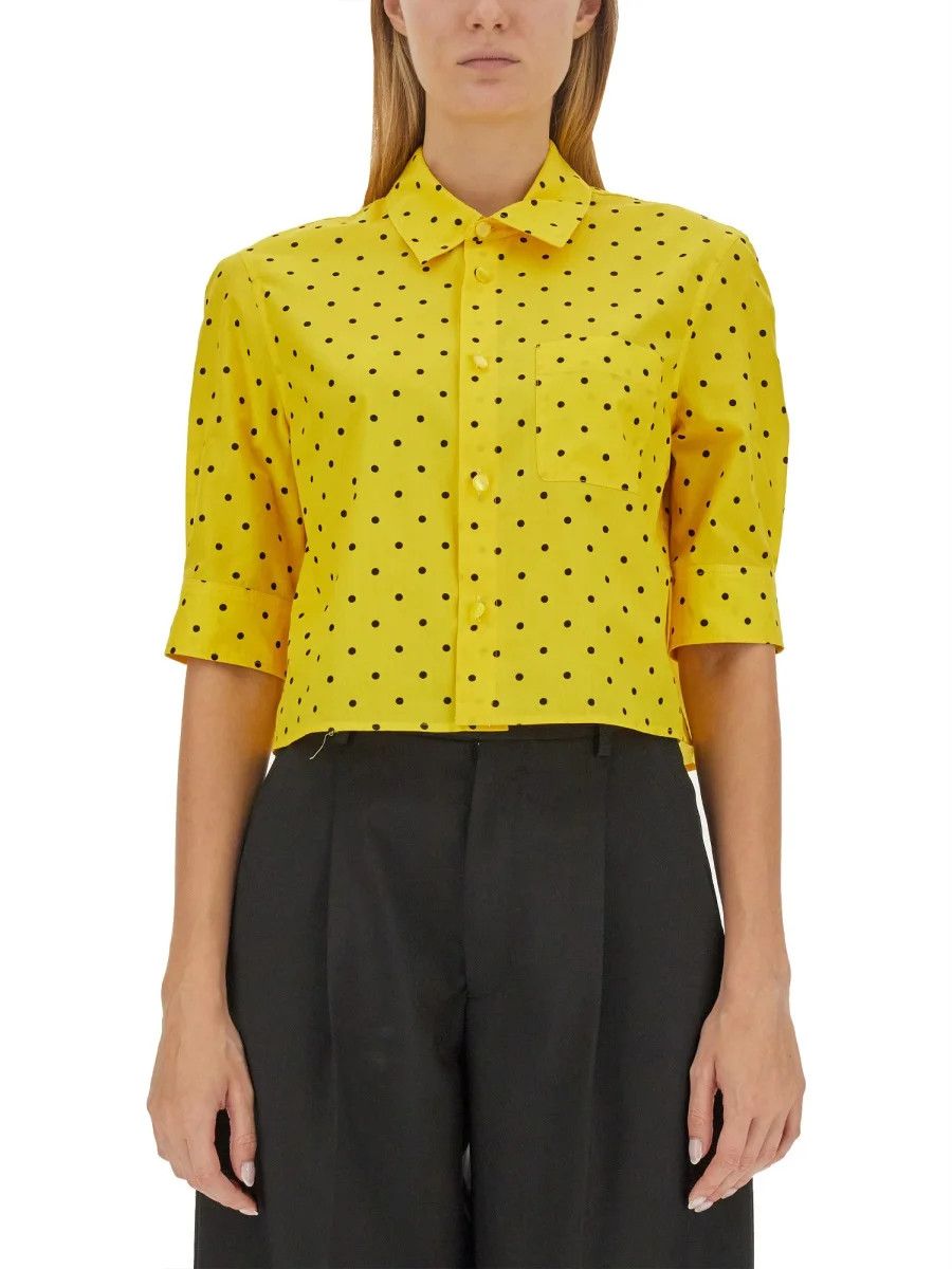 Marni o1w1db10824 Polka Dots Cropped Shirt in Yellow Size L / US 10 / IT 46 - 1 Thumbnail