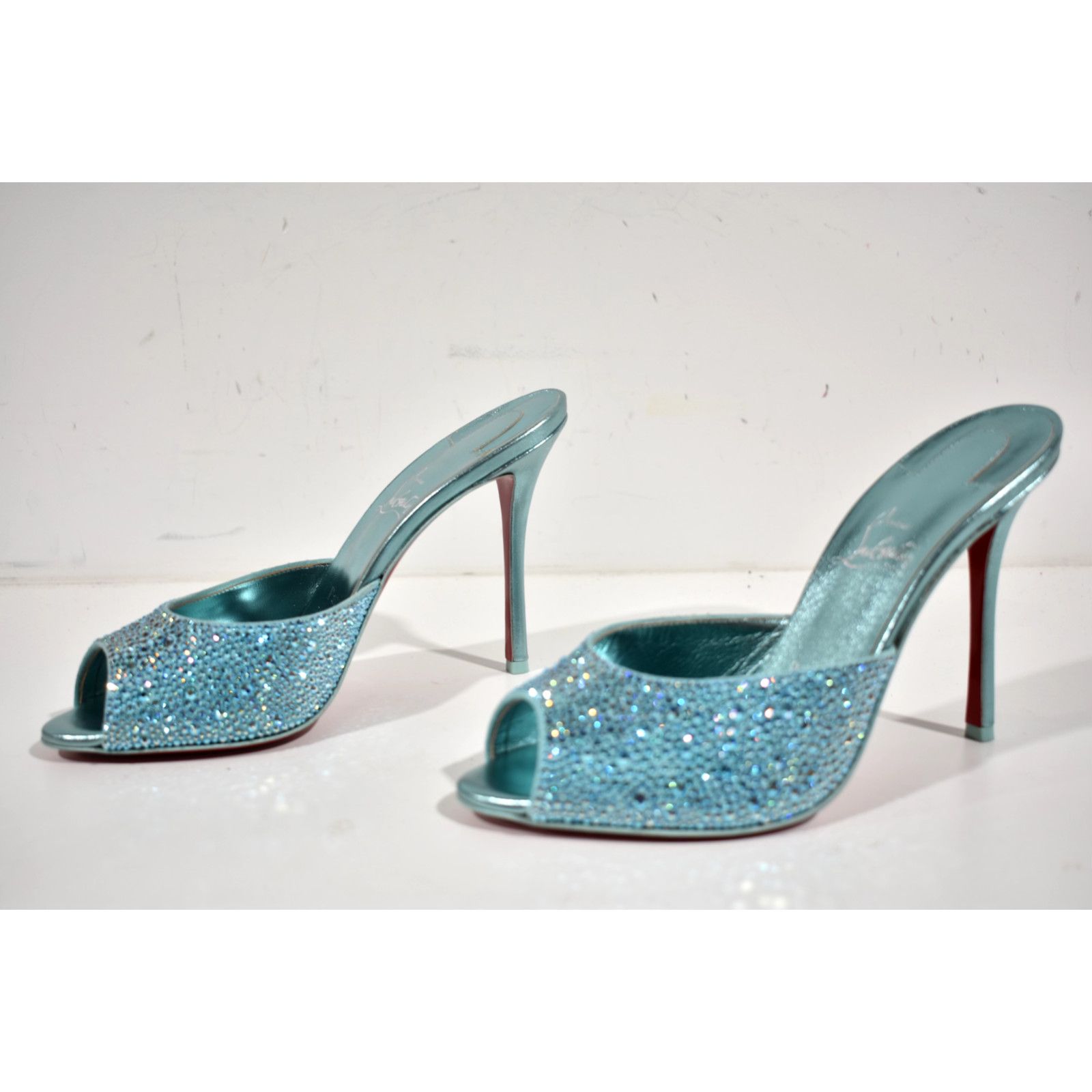 Christian Louboutin Christian Louboutin Me Dolly Strass 100 Blue Backless Size US 10 / IT 40 - 10 Thumbnail