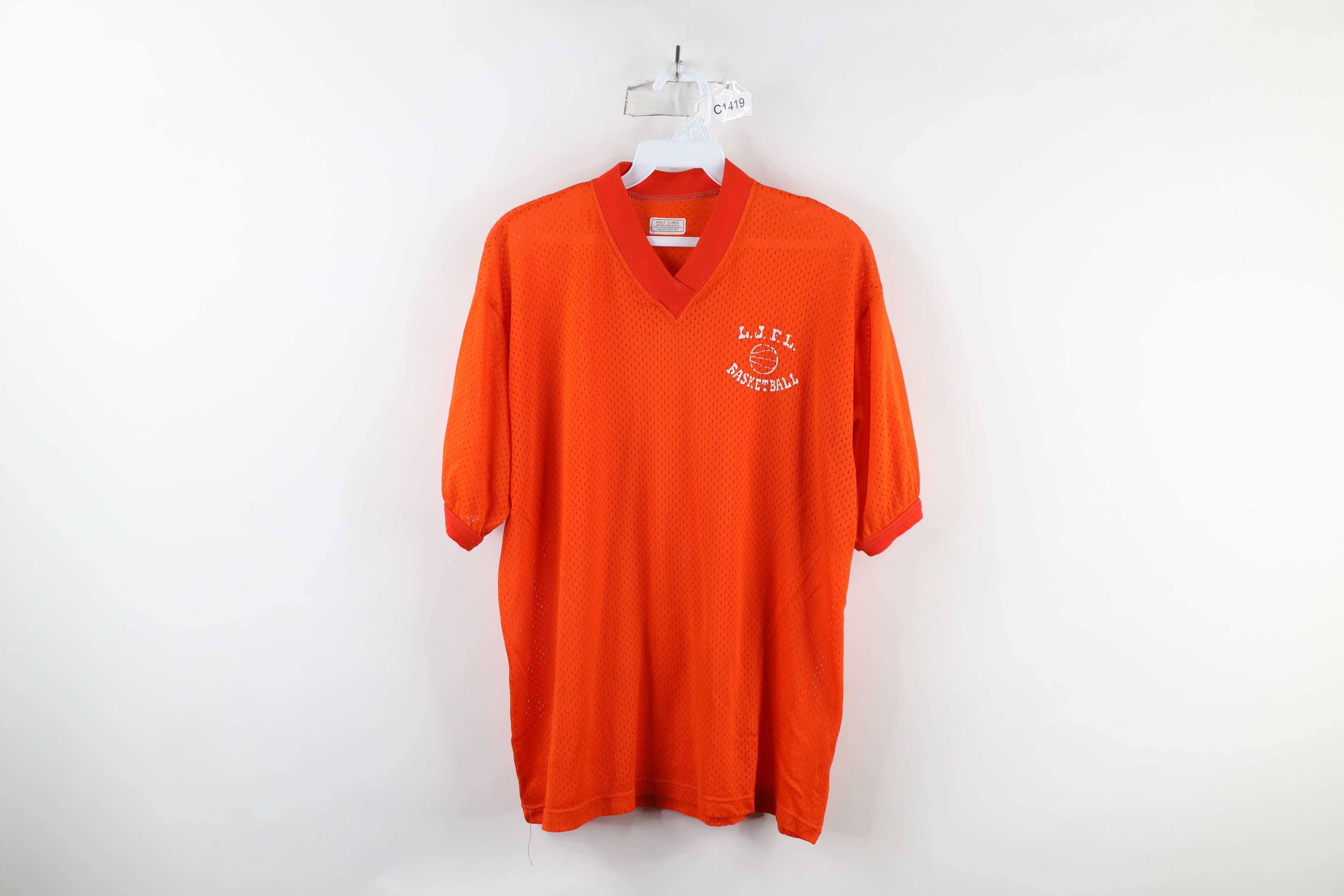 Vintage Vintage 70s Out Basketball Mesh Ringer T-Shirt Orange USA Size US XL / EU 56 / 4 - 1 Thumbnail