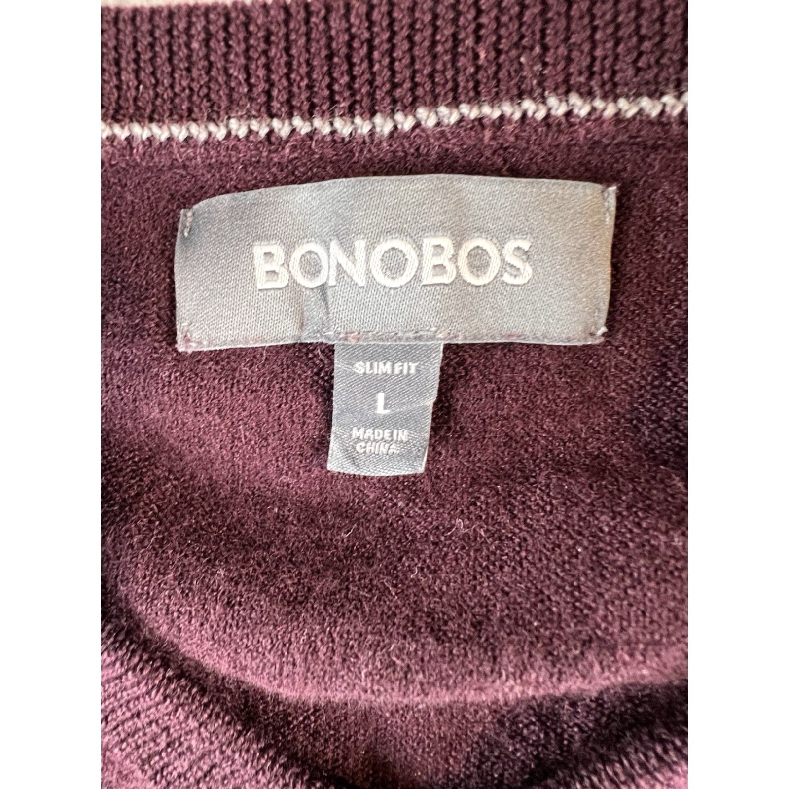 Bonobos Bonobos Sweater L Slim Merino Wool V-Neck Mens Pullover Maroon Size US L / EU 52-54 / 3 - 3 Thumbnail