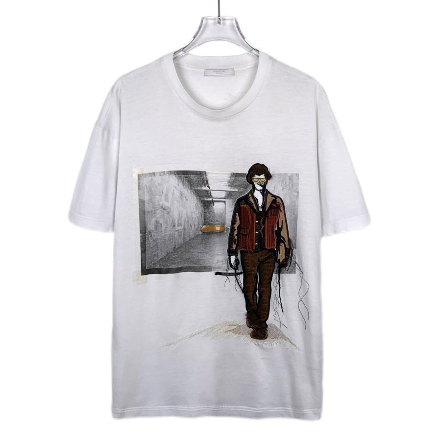 PRADA｜SHORT-SLEEVED ROUND NECK T-SHIRTS (3558A 12ZB F00 Prada Crew neck short sleeves cotton t-shirt | The Fashion