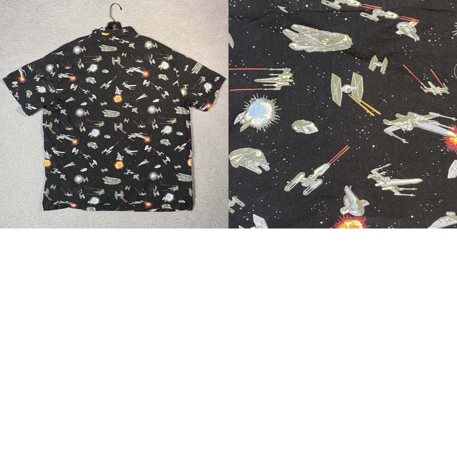 Disney DISNEY PARKS Star Wars Battles Button-Up Black Short Sleeve 2XL Multicolor Millennium Falcon Mens Size US XXL / EU 58 / 5 - 8 Thumbnail