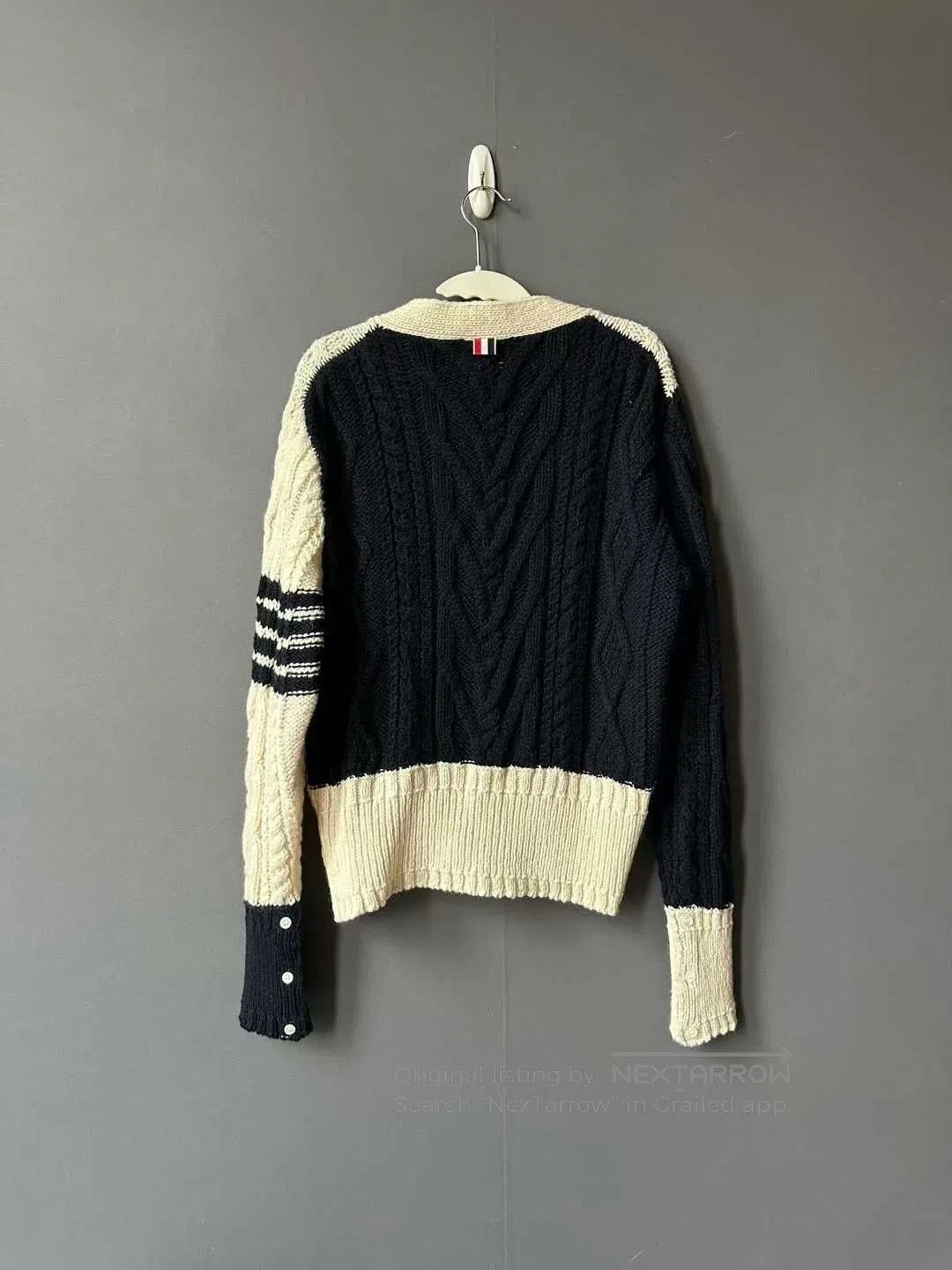 Thom Browne Thom Browne Black and White Color-Block Cable Knit Wool Ca Size XS / US 0-2 / IT 36-38 - 2 Thumbnail