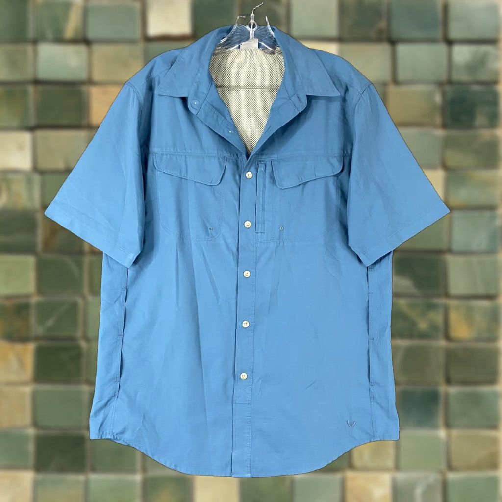 Vintage White Sierra Button-Up Shirt Short Sleeve Men M Blue Mens Size US 31 - 1 Thumbnail