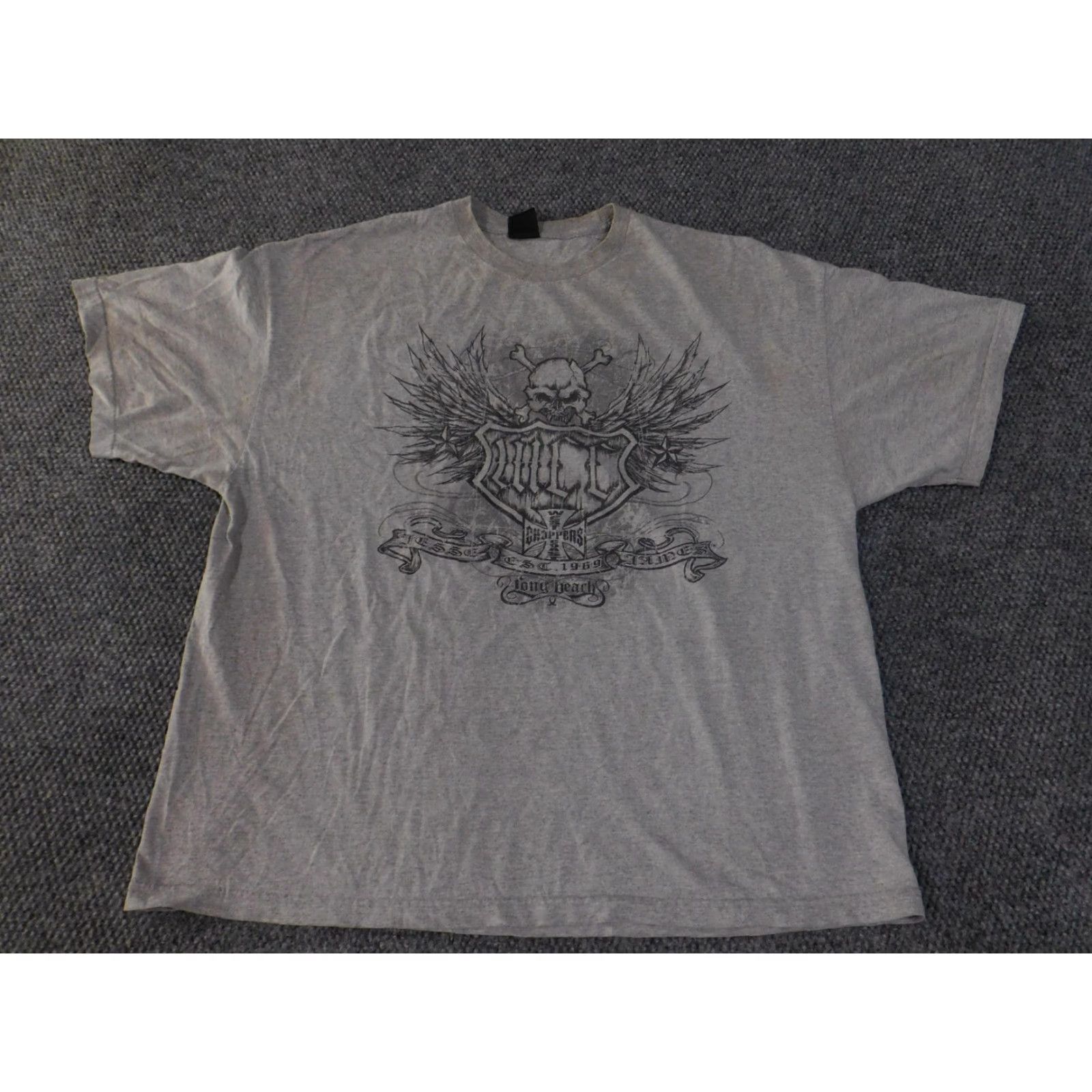 West Coast Choppers VINTAGE West Coast Choppers Shirt Mens 2XL Gray Skull Wings Long Beach Jesse James Tee Size US XXL / EU 58 / 5 - 2 Thumbnail