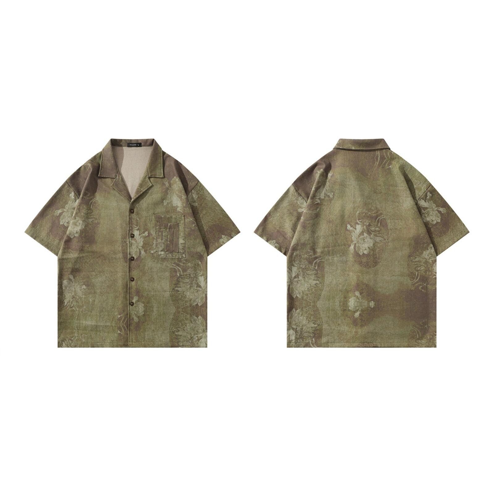 Other Dark Ink Print Cuban Collar Short-Sleeve Shirt | Tonal Olive Size US M / EU 48-50 / 2 - 5 Thumbnail