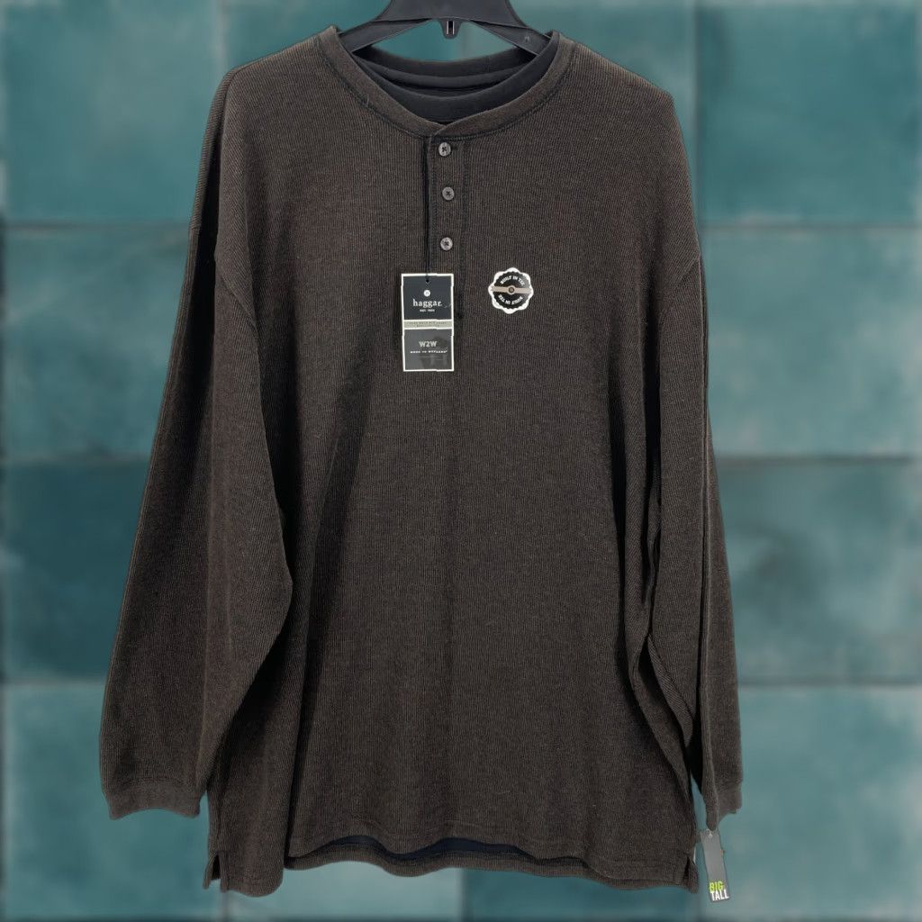 Haggar Haggar Work 2 Weekend Henley Long Sleeve T-Shirt Mens 3XL Brown NWT Long Sleeve Hoodie? Size US XXL / EU 58 / 5 - 1 Thumbnail