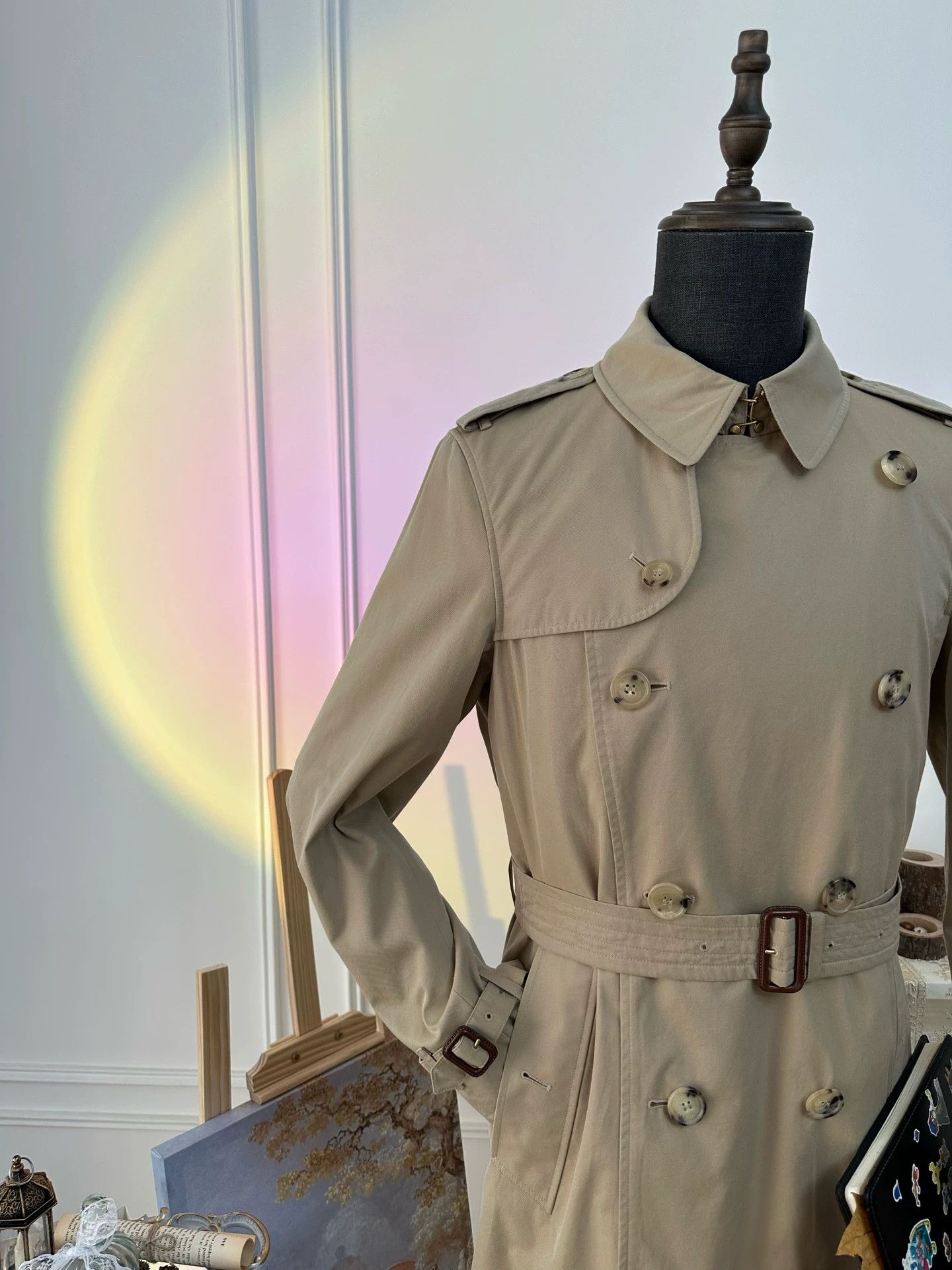 Burberry BURBERRY Chelsea Double Breasted Trench Coat Men's Khaki Size US M / EU 48-50 / 2 - 6 Thumbnail