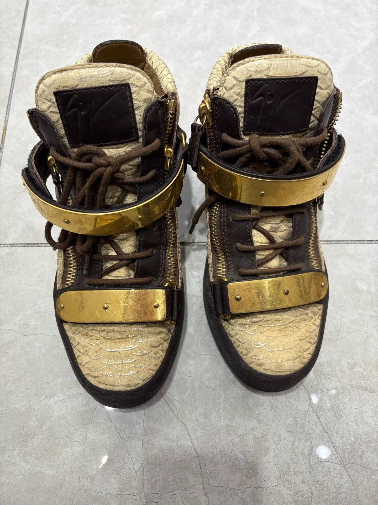 Giuseppe Zanotti Giuseppe Zanotti Men's Metallic Crocodile Leather Shoes K29 Size US 8 / EU 41 - 1 Thumbnail