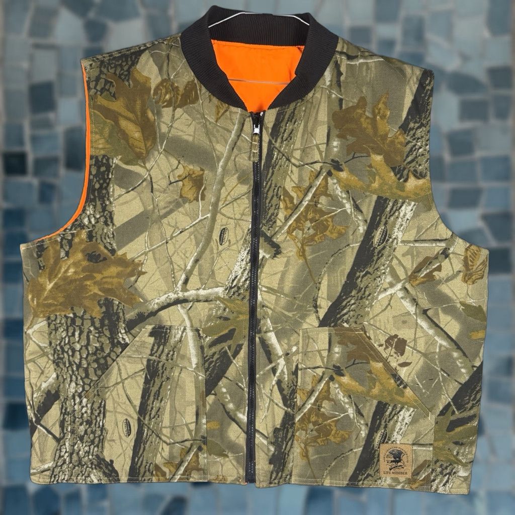 Vintage Bob Allen Vest Mens XL Hunting Club Real Tree Hardwoods Reversible Camo 3D Size US XL / EU 56 / 4 - 1 Thumbnail