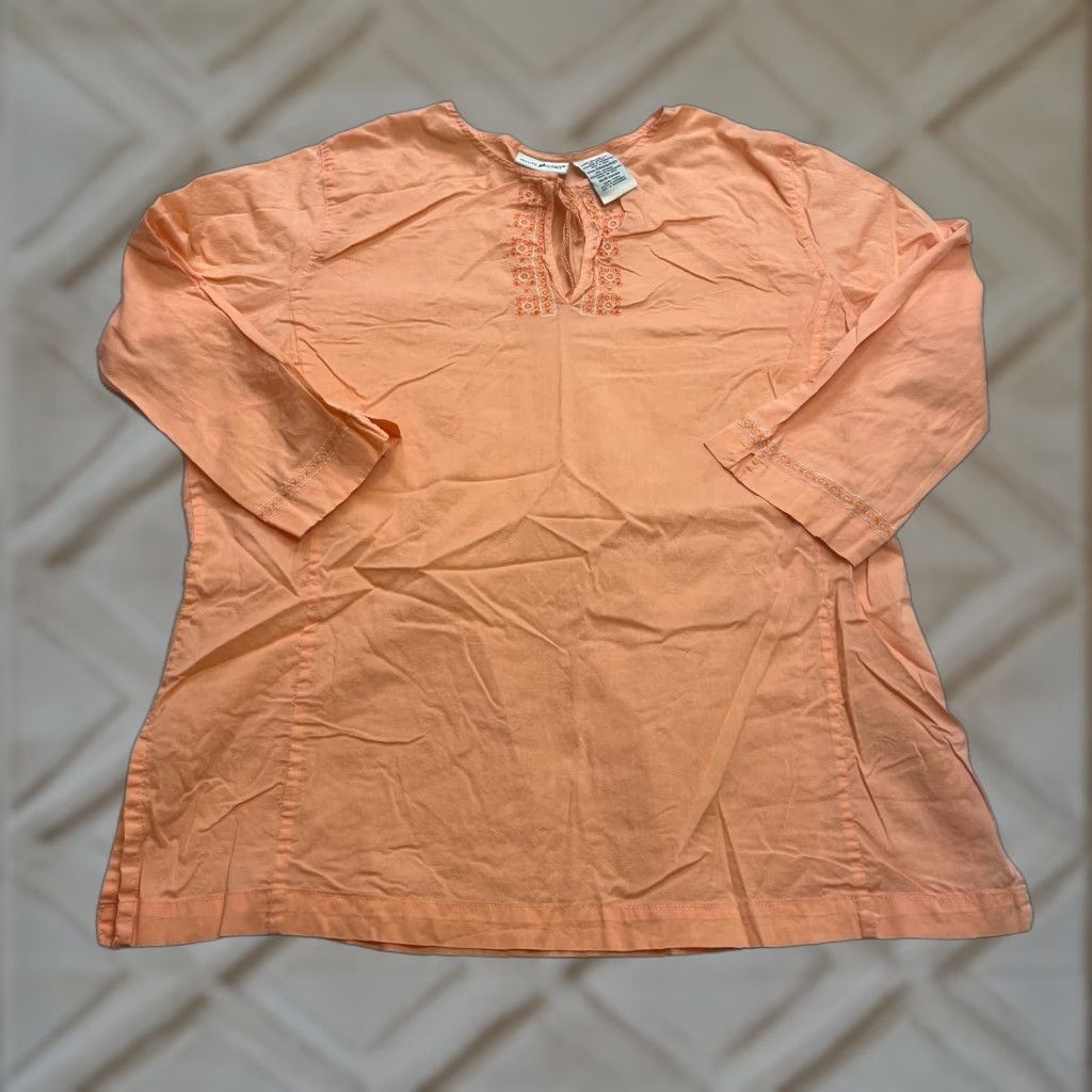 Vintage White Stag Shirt Womens XL Orange Cotton Long Sleeve Split Neck Soft Top Size XL / US 12-14 / IT 48-50 - 1 Thumbnail