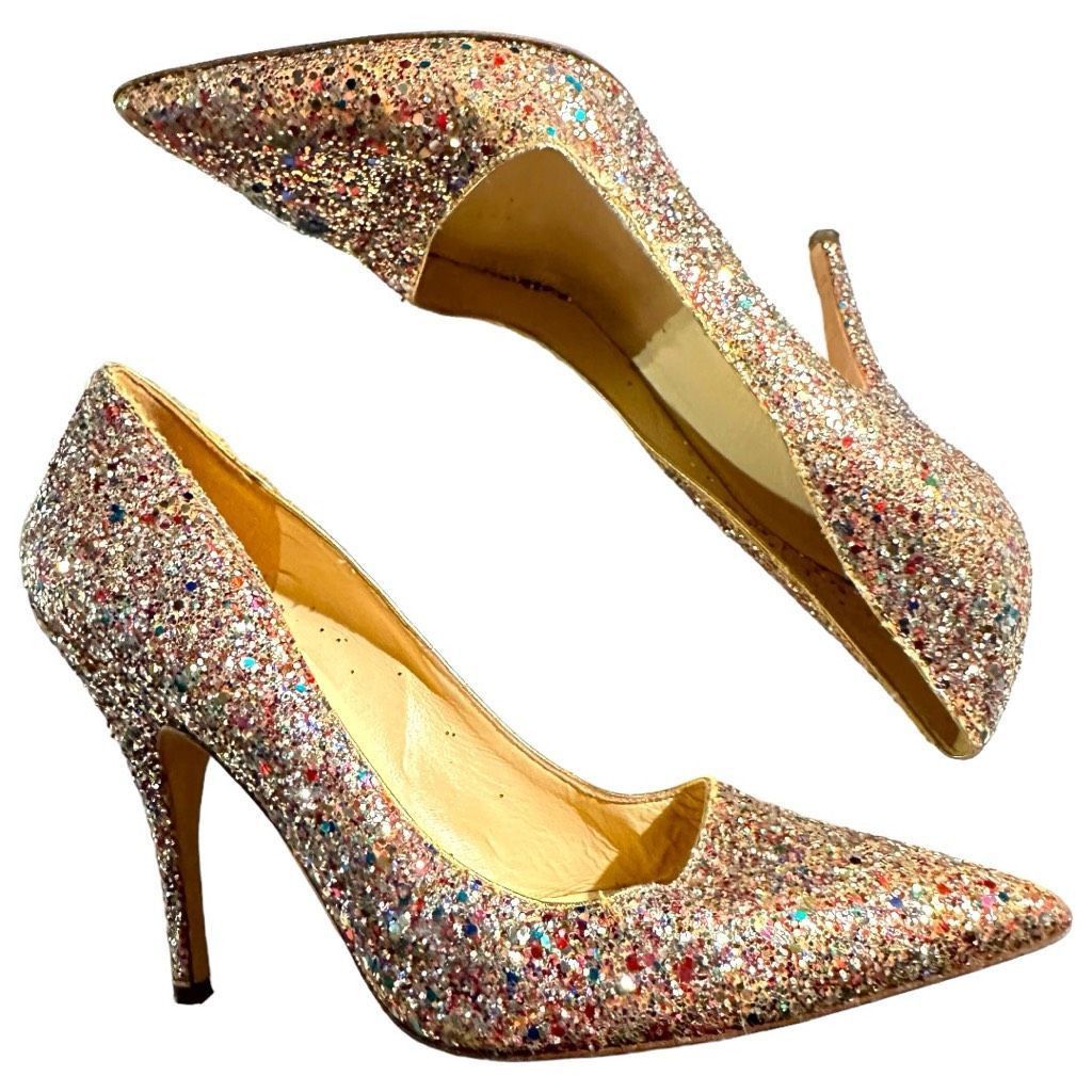 image of Kate Spade New York Rainbow Licorice Too Glitter Formal Spar Shoes in Pink, Women's (Size 8)