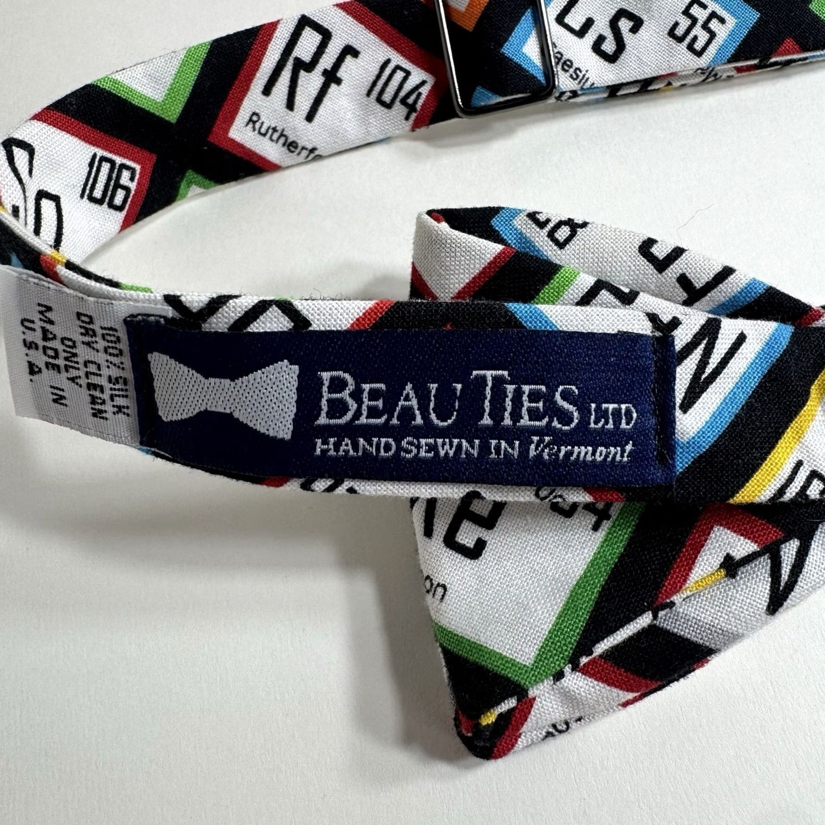 Vintage Beau Ties Vermont Bow Tie Silk Periodic Tables Adjustable USA Science Size ONE SIZE - 4 Thumbnail