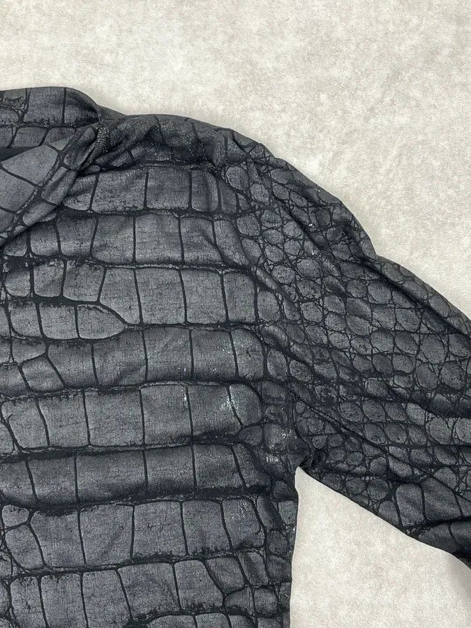 Roberto Cavalli 1990s Roberto Cavalli Black Crocodile Effect Longsleeve Size XS / US 0-2 / IT 36-38 - 9 Thumbnail