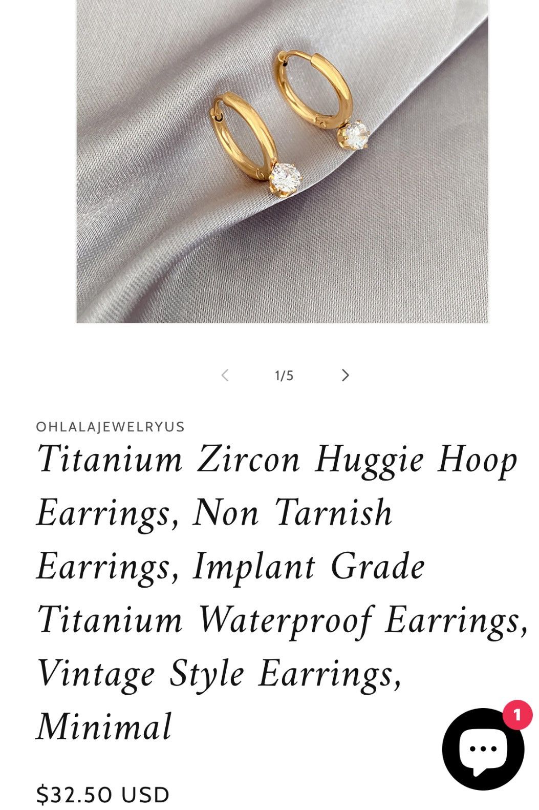Vintage Vintage gold Huggie Earrings In White Crystal Size ONE SIZE - 6 Thumbnail